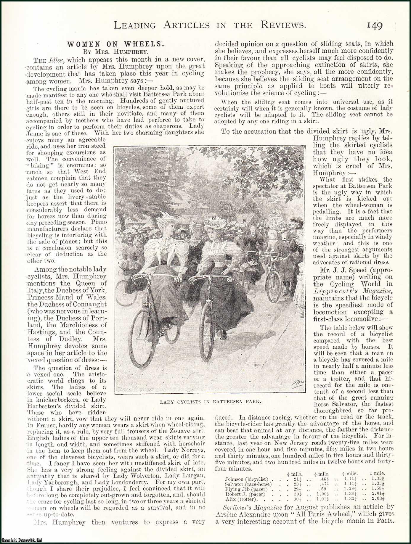 Mrs. Humphrey - Women on Wheels : lady cyclists. An original article from the Review of Reviews, 1895.