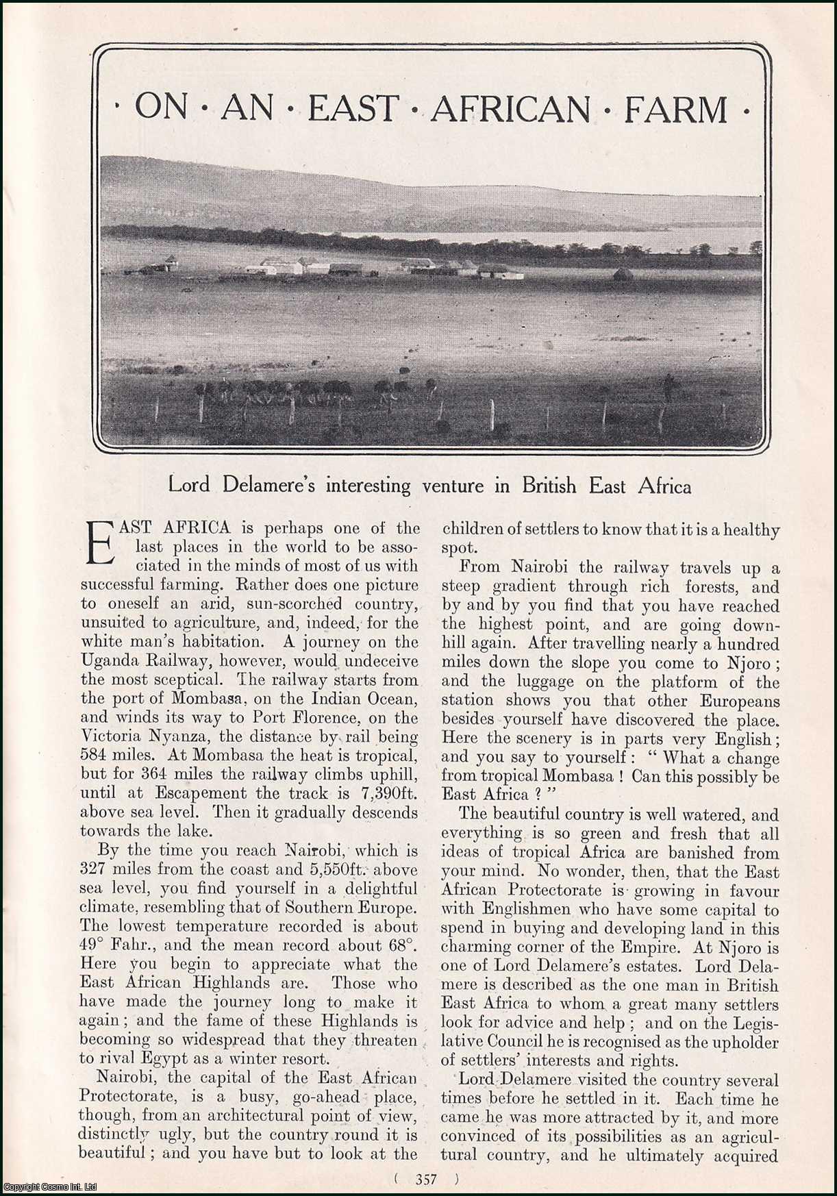 No Author Stated - On an East African Farm, Njoro. An uncommon original article from the Harmsworth London Magazine, 1910.