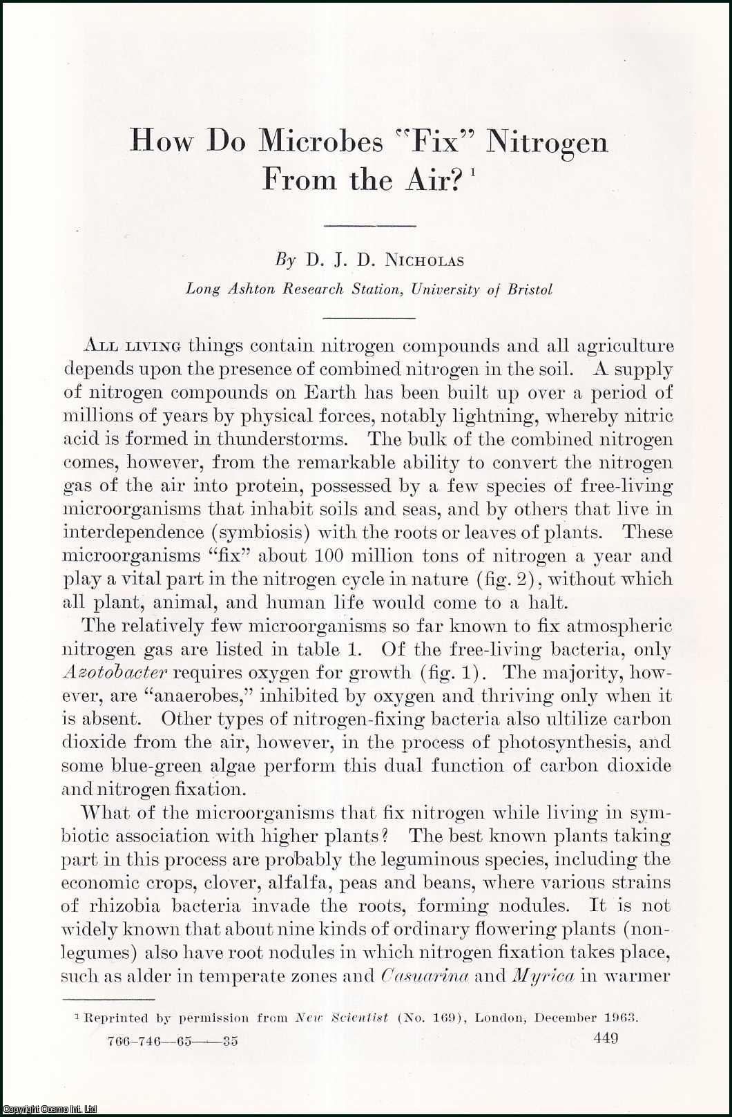 D.J.D. Nicholas - How do Microbes Fix Nitrogen from the Air. An uncommon original article from the Report of the Smithsonian Institution, 1964.