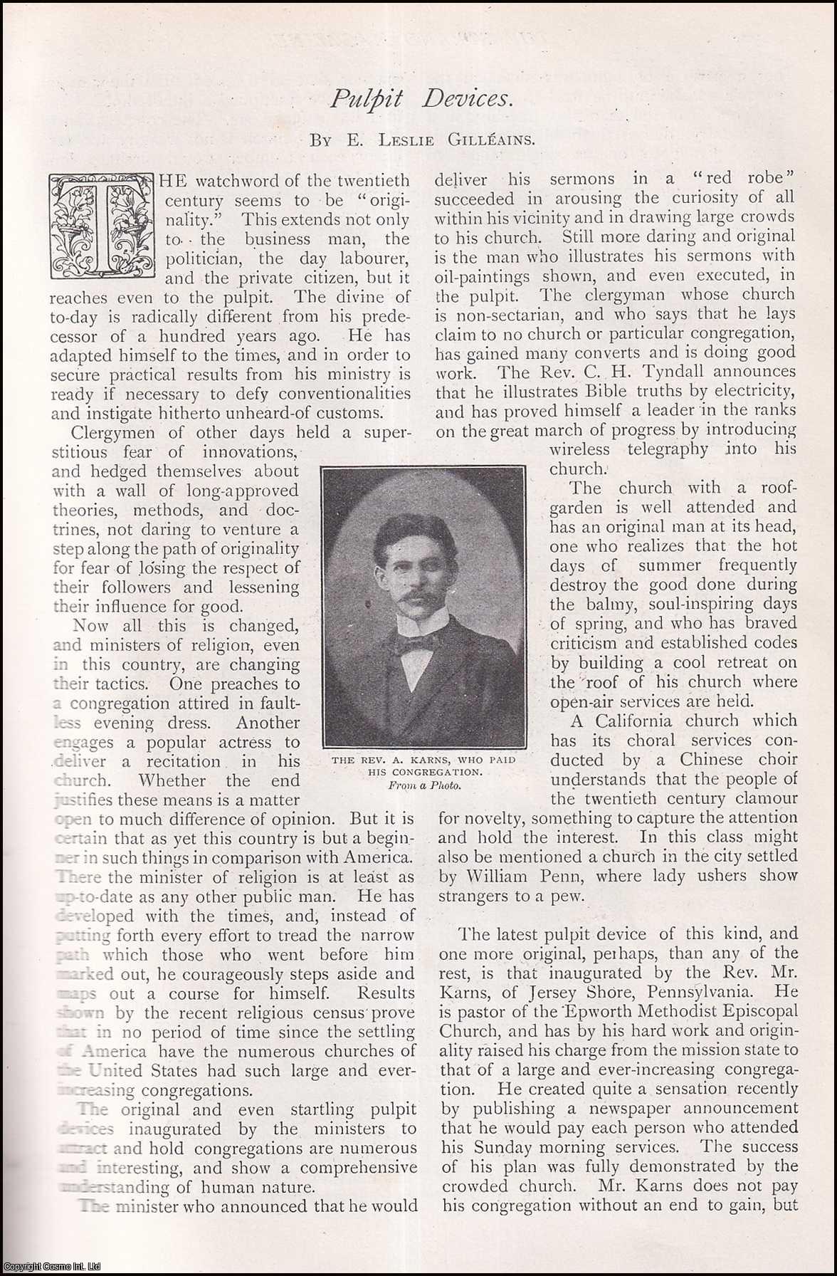E. Leslie Gilleains - Pulpit Devices : a raised stand for preachers in a Christian church. An uncommon original article from The Strand Magazine, 1901.
