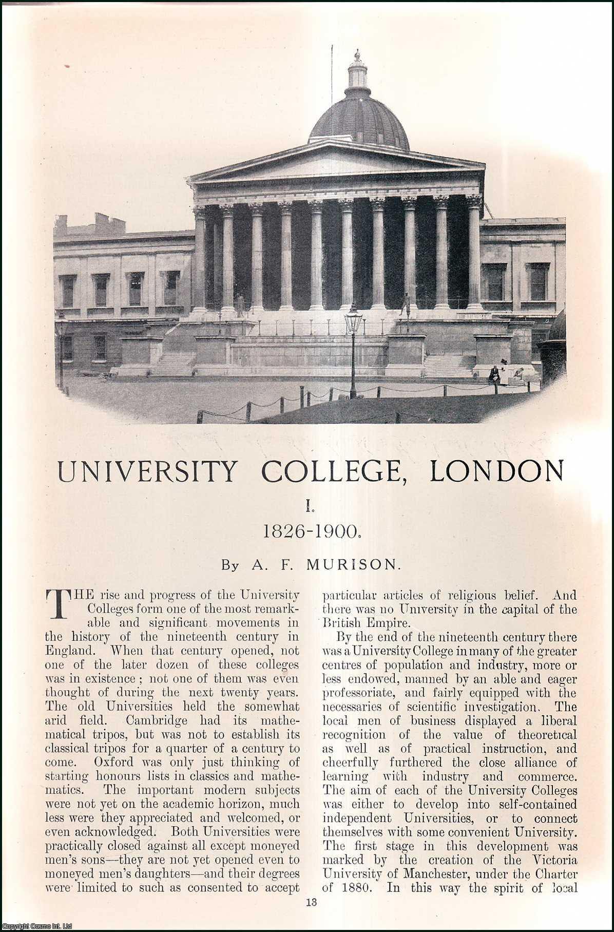 A.F. Murison & T. Gregory Foster, Provost of the college. - The University of London, University College, London, 1826-1907. An uncommon original article from the Windsor Magazine, 1914.