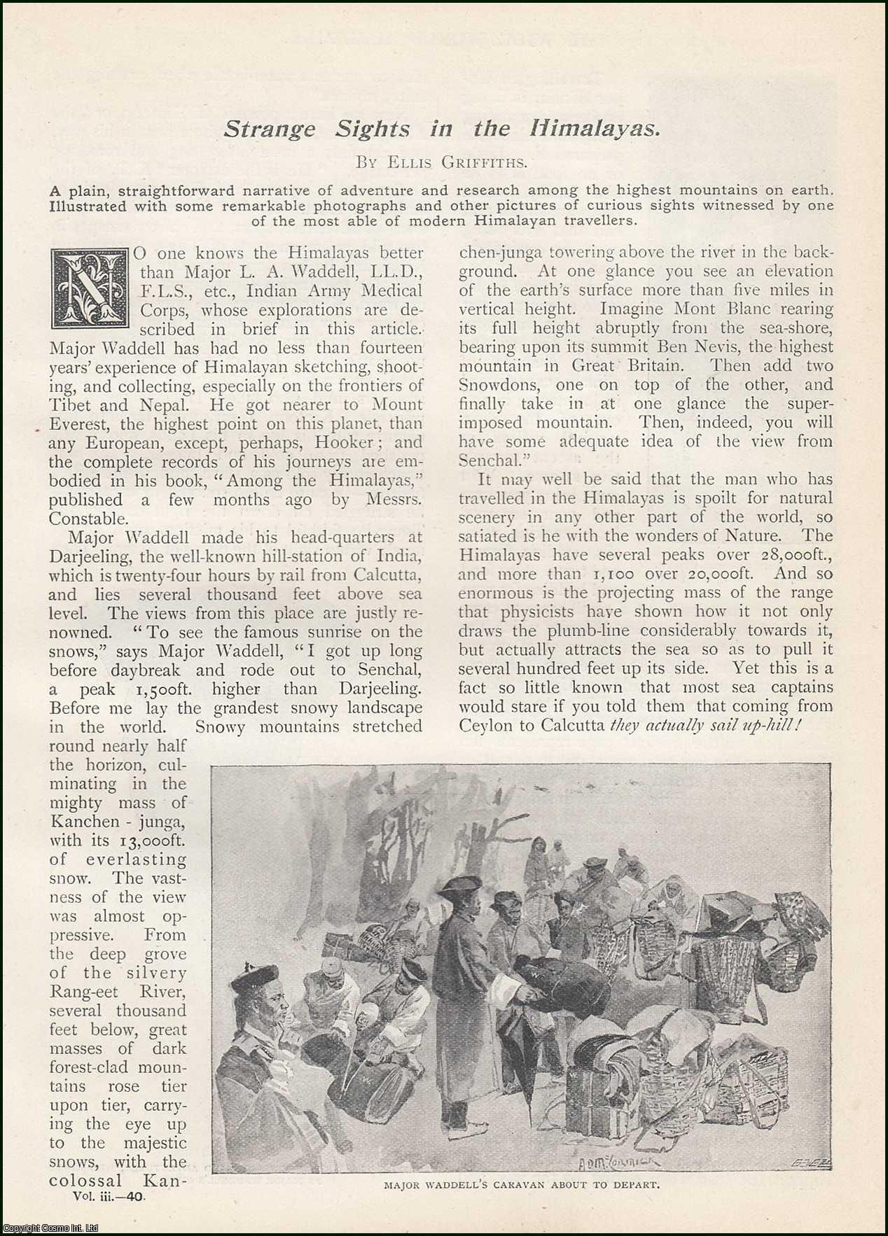 Ellis Griffiths - Strange Sights in the Himalayas : an account of Major L. A. Waddell's explorations in the Himalayas. An uncommon original article from the Wide World Magazine, 1899.