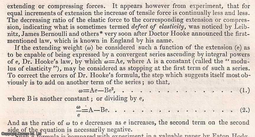 Homersham Cox, B.A. Jesus College, Cambridge. - The Hyperbolic Law of Elasticity of Cast Iron. An uncommon original article from the British Association for the Advancement of Science Report, 1850.