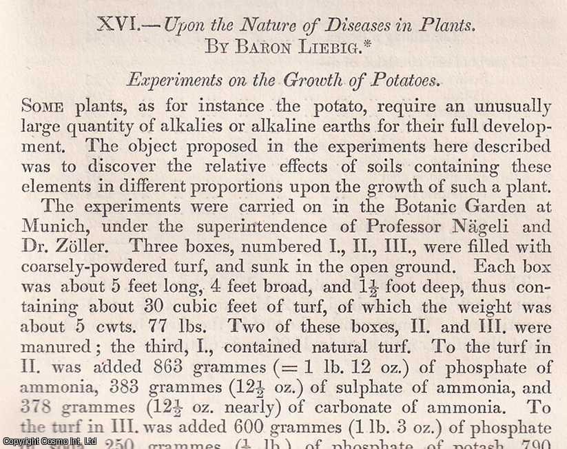 Baron Liebig - Experiments on the Growth of Potatoes. Upon the Nature of Diseases in Plants. An original article from the Journal of The Royal Agricultural Society of England, 1866.