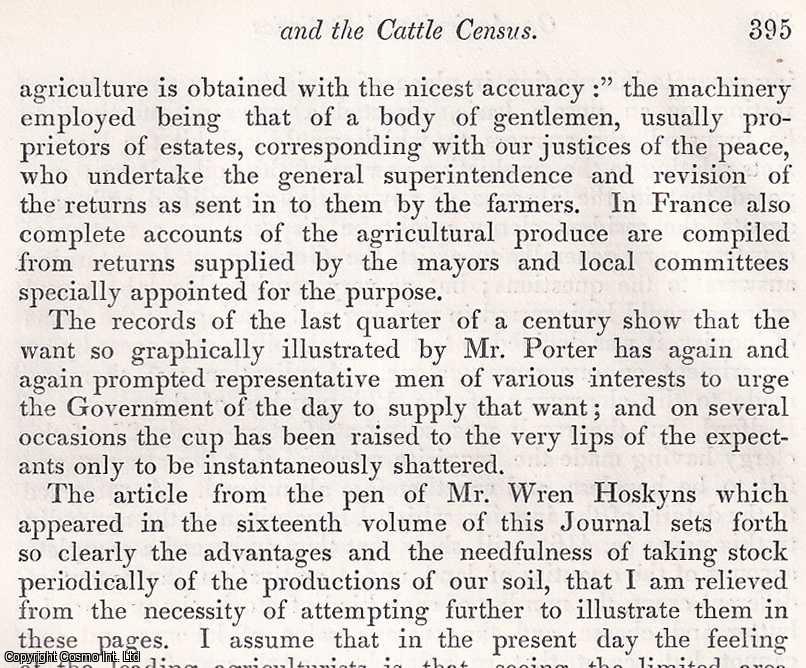James Lewis - Agricultural Statistics & the Cattle Census. An original article from the Journal of The Royal Agricultural Society of England, 1866.