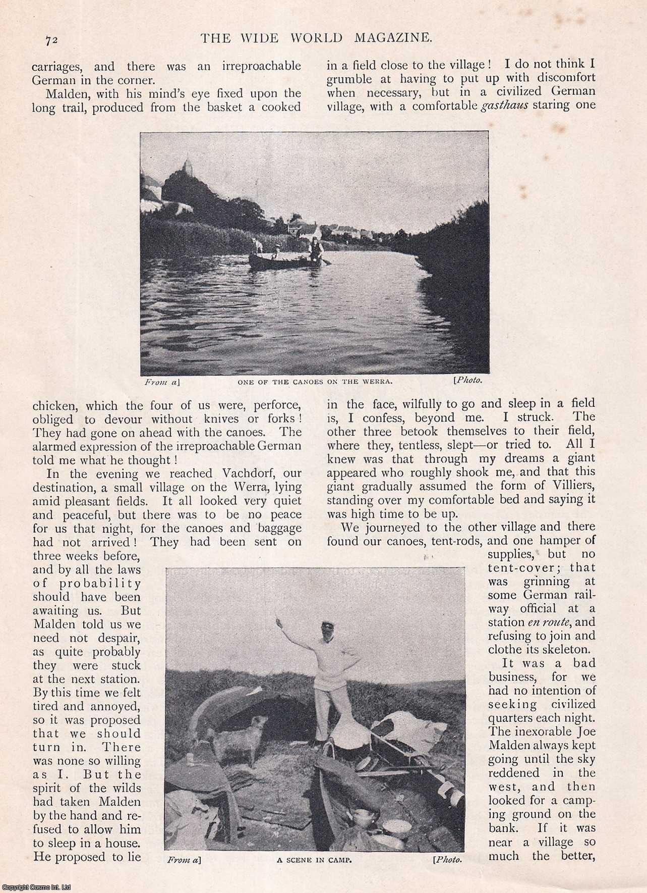 CANOEING IN GERMANY - Our German Canoe Trip : Four Englishmen's holiday canoeing down a small German river, thought by the local police to be foreign Spies. By David McLean. An uncommon original article from the Wide World Magazine, 1906.