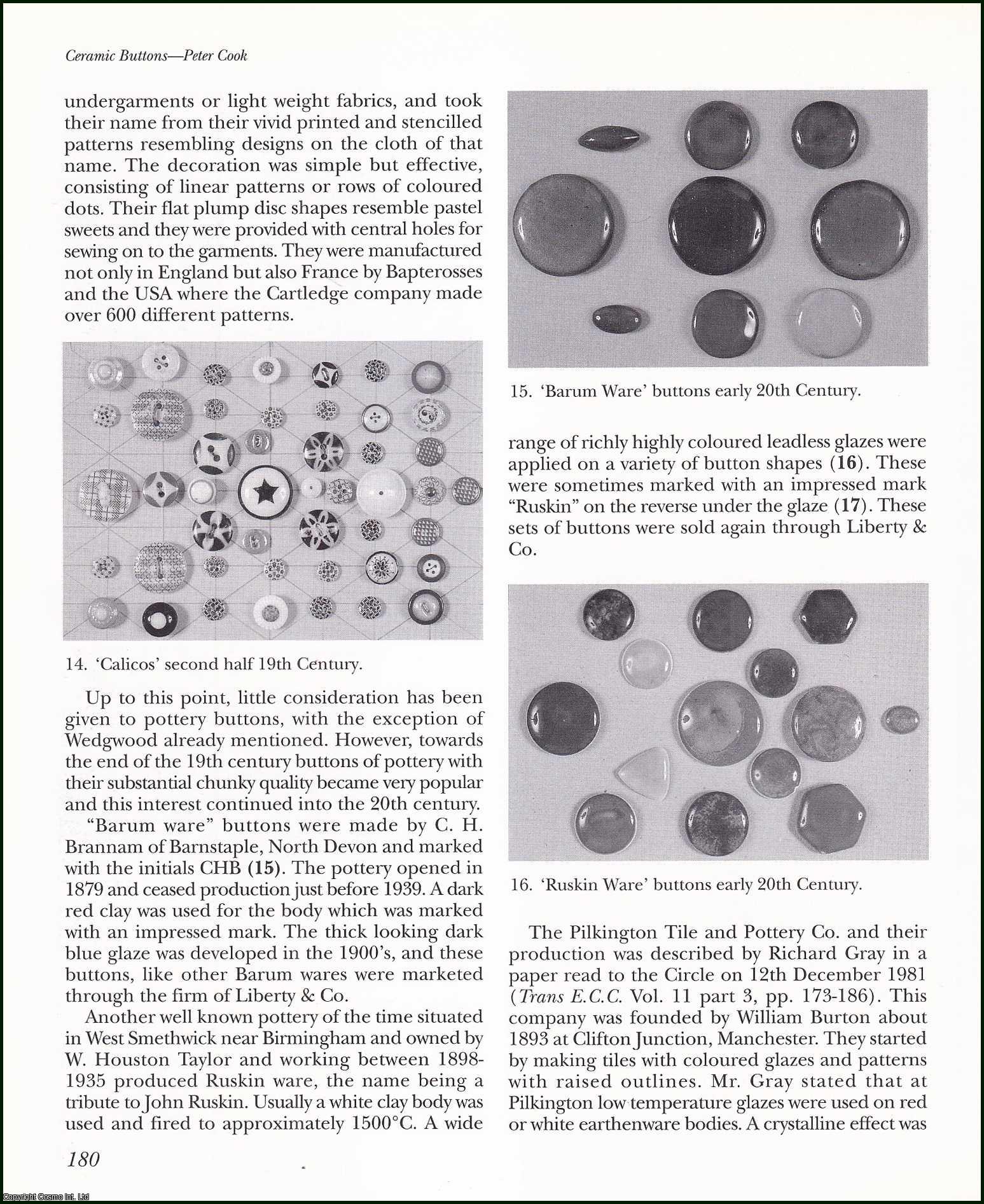 Peter Cook - Ceramic Buttons, Fasteners. An original article from the English Ceramic Circle, 1997.