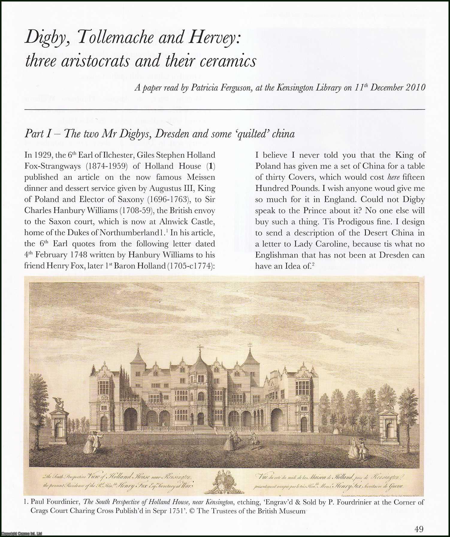 Patricia Ferguson - Digby, Tollemache and Hervey : three Aristocrats and their Ceramics. An original article from the English Ceramic Circle, 2011.