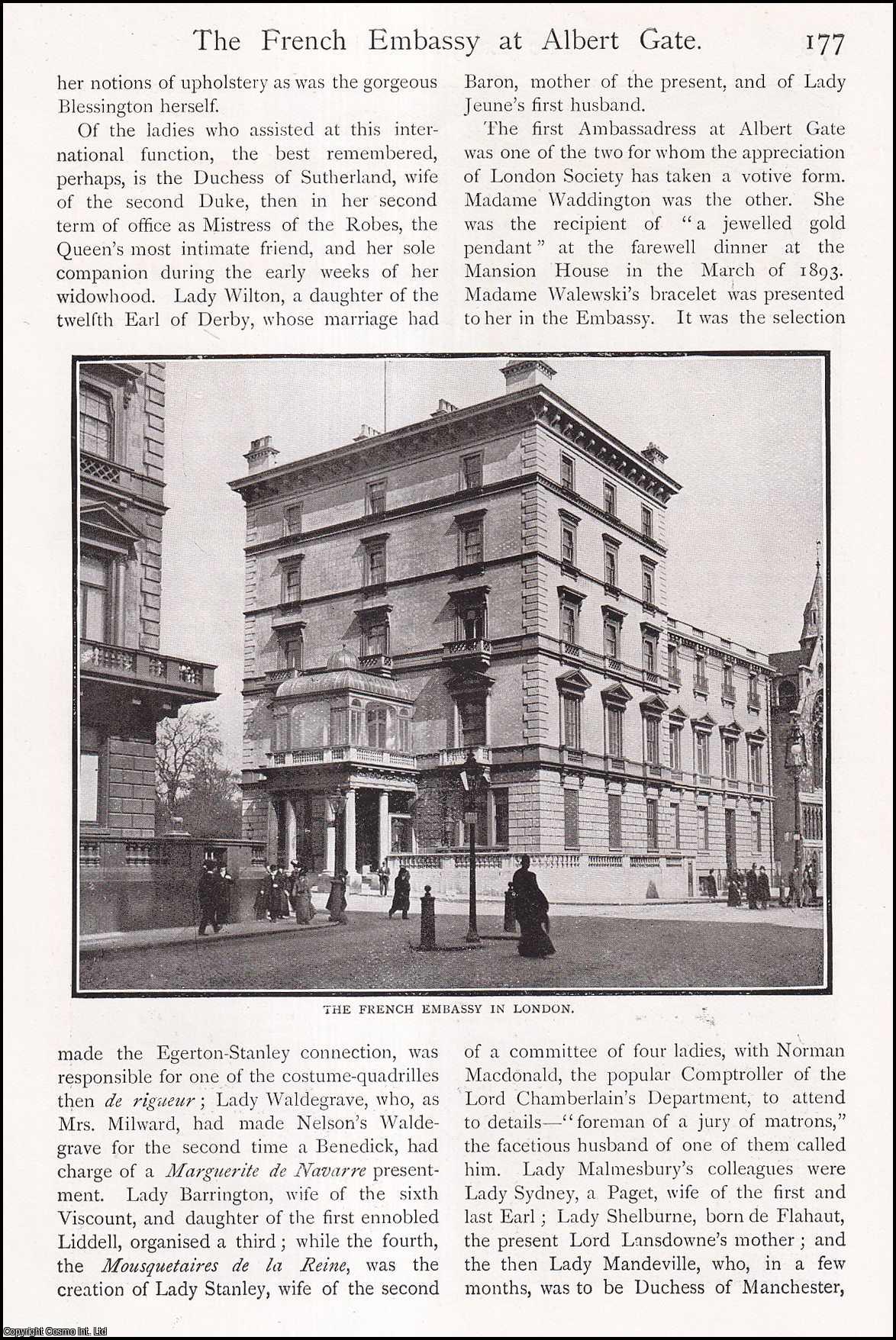 FRENCH EMBASSY, LONDON - The French Embassy at Albert Gate. By W.F. Waller. An uncommon original article from the Lady's Realm 1904.