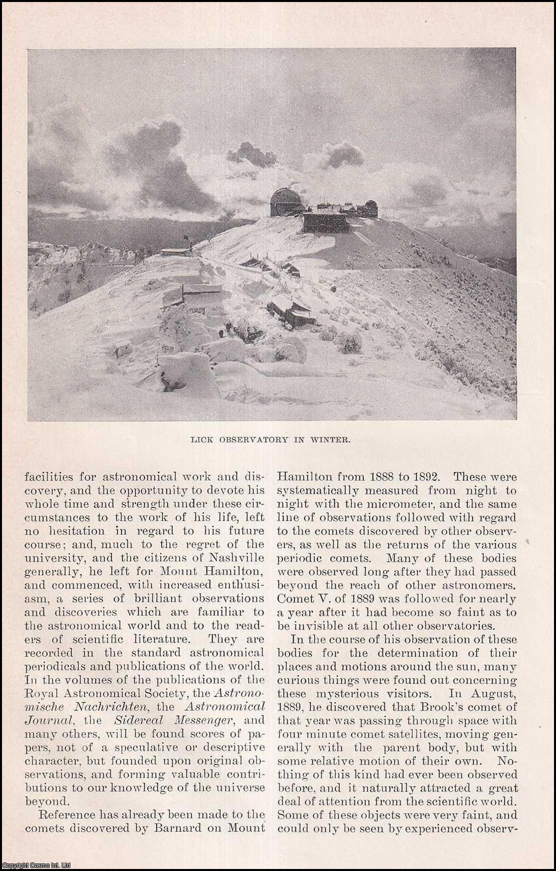 AMERICAN ASTRONOMER - Edward Emerson Barnard. By S.W. Burnham. An original article from the Harper's Monthly Magazine, 1893.