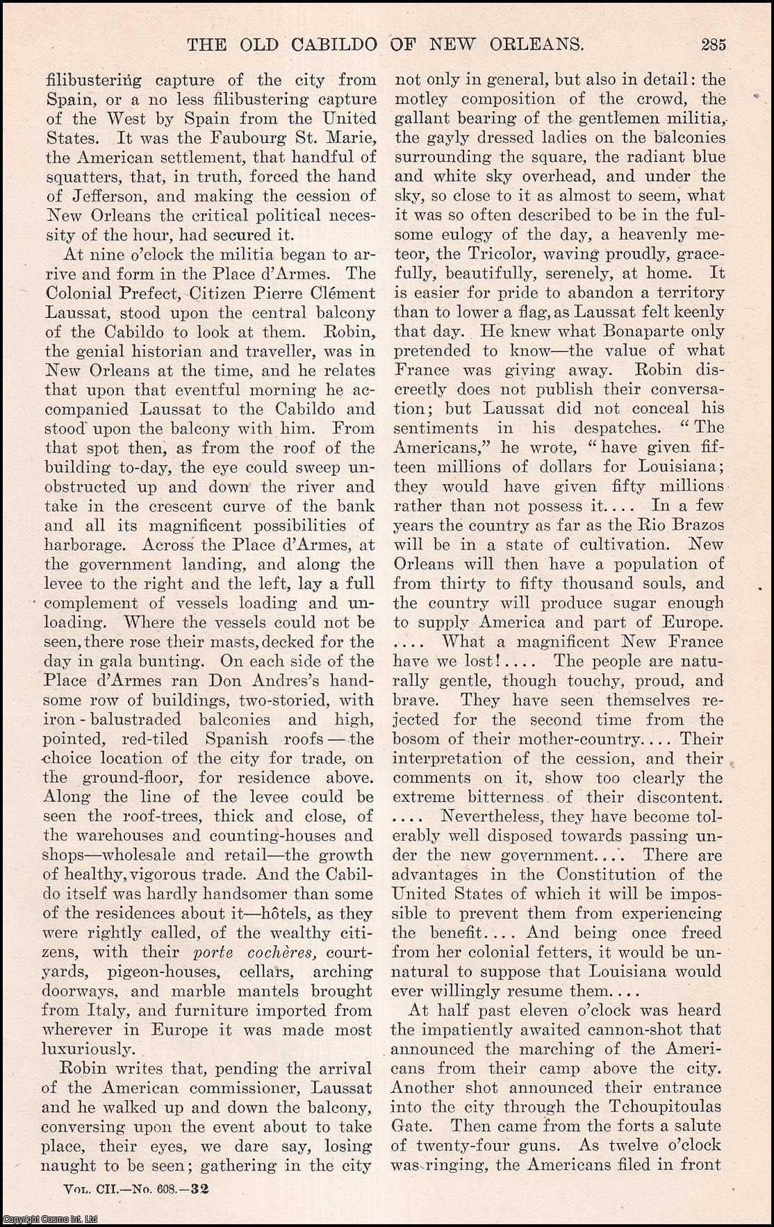CABILDO, NEW ORLEANS - The Old Cabildo of New Orleans. By Grace King. An original article from the Harper's Monthly Magazine, 1901.