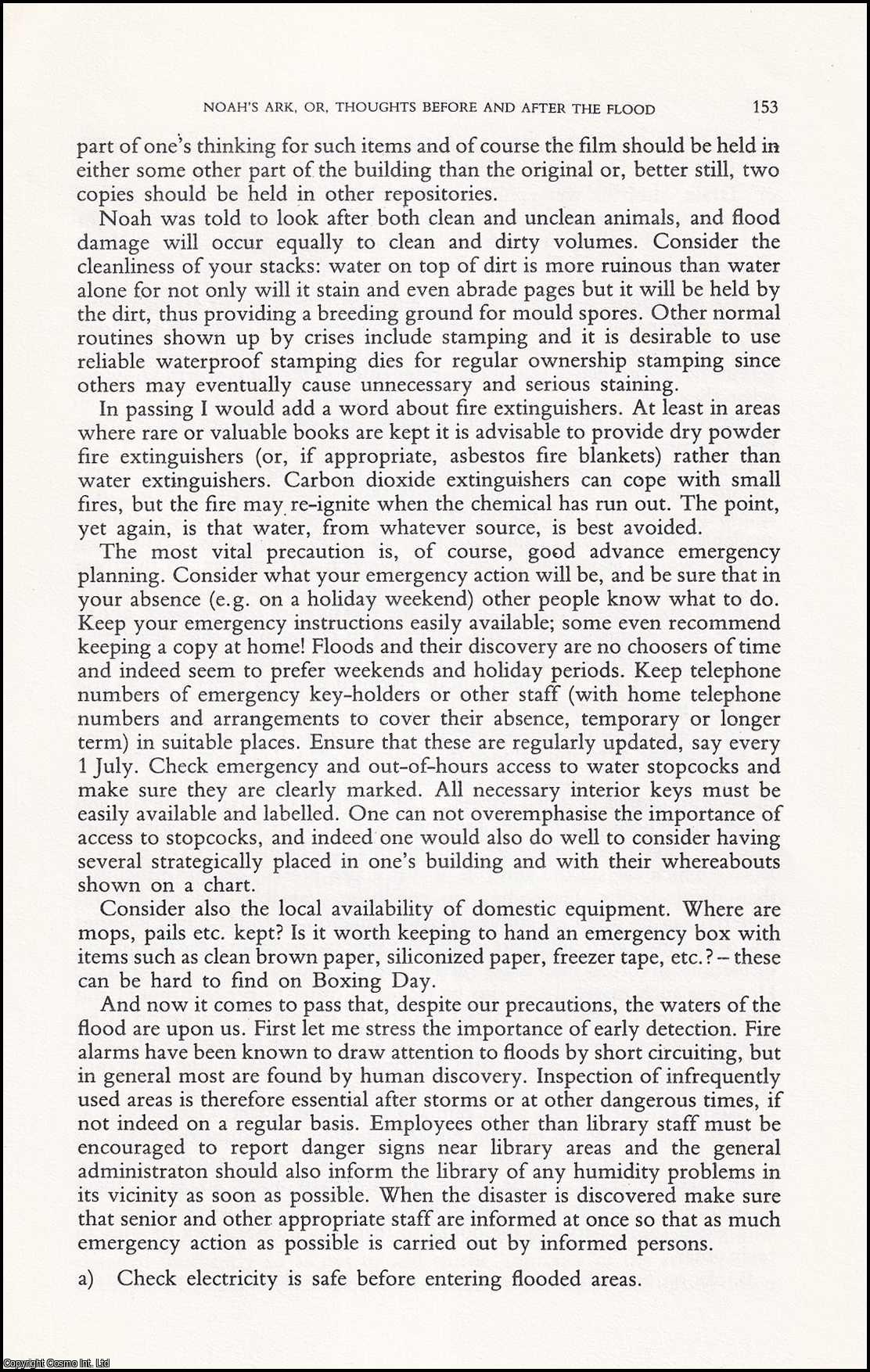Giles Barber, Librarian, Taylor Institution, Oxford. - Noah's Ark, or, Thoughts before & after the Flood. An original article from Archives, the Journal of the British Records Association, 1983.