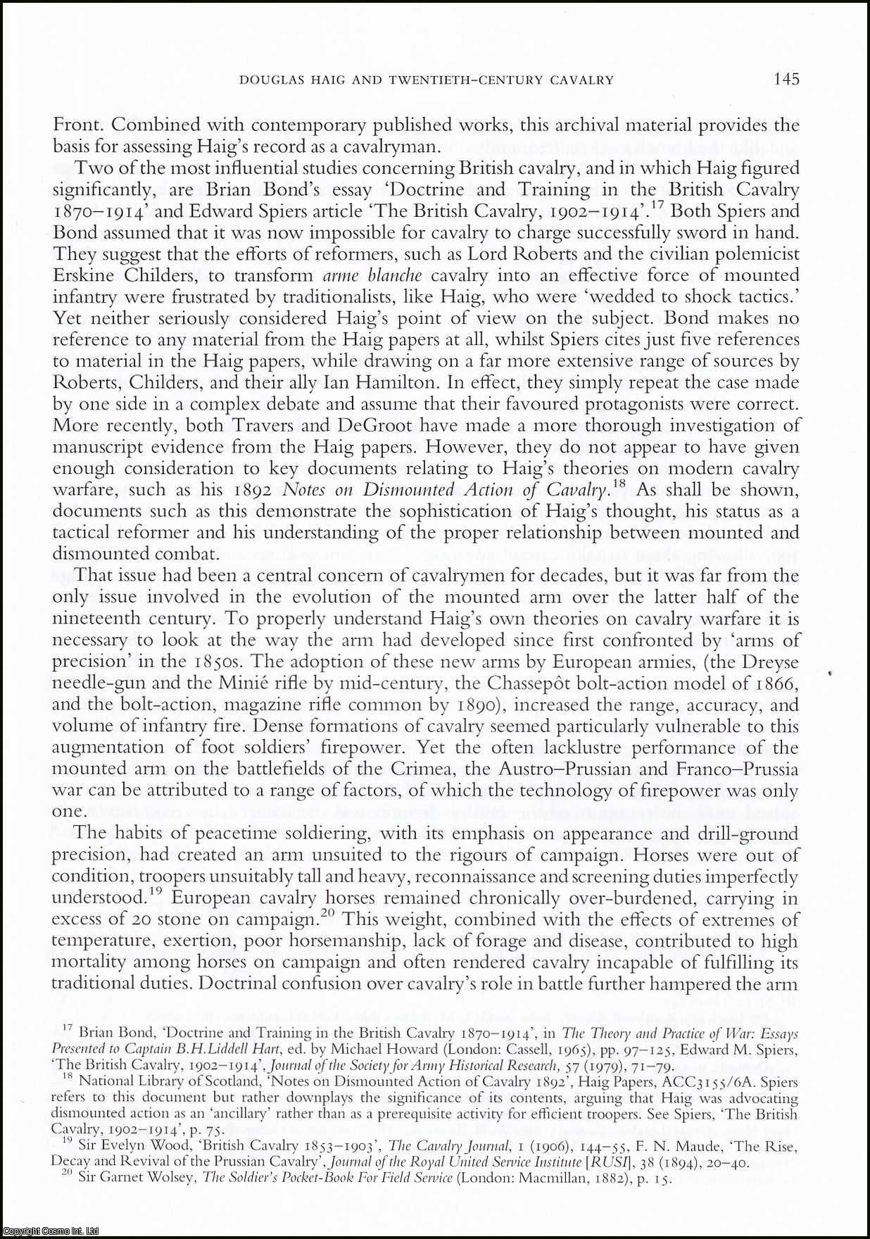 Gervase Phillips, Manchester Metropolitan University. - Douglas Haig & the Development of Twentieth-Century Cavalry. An original article from Archives, the Journal of the British Records Association, 2003.