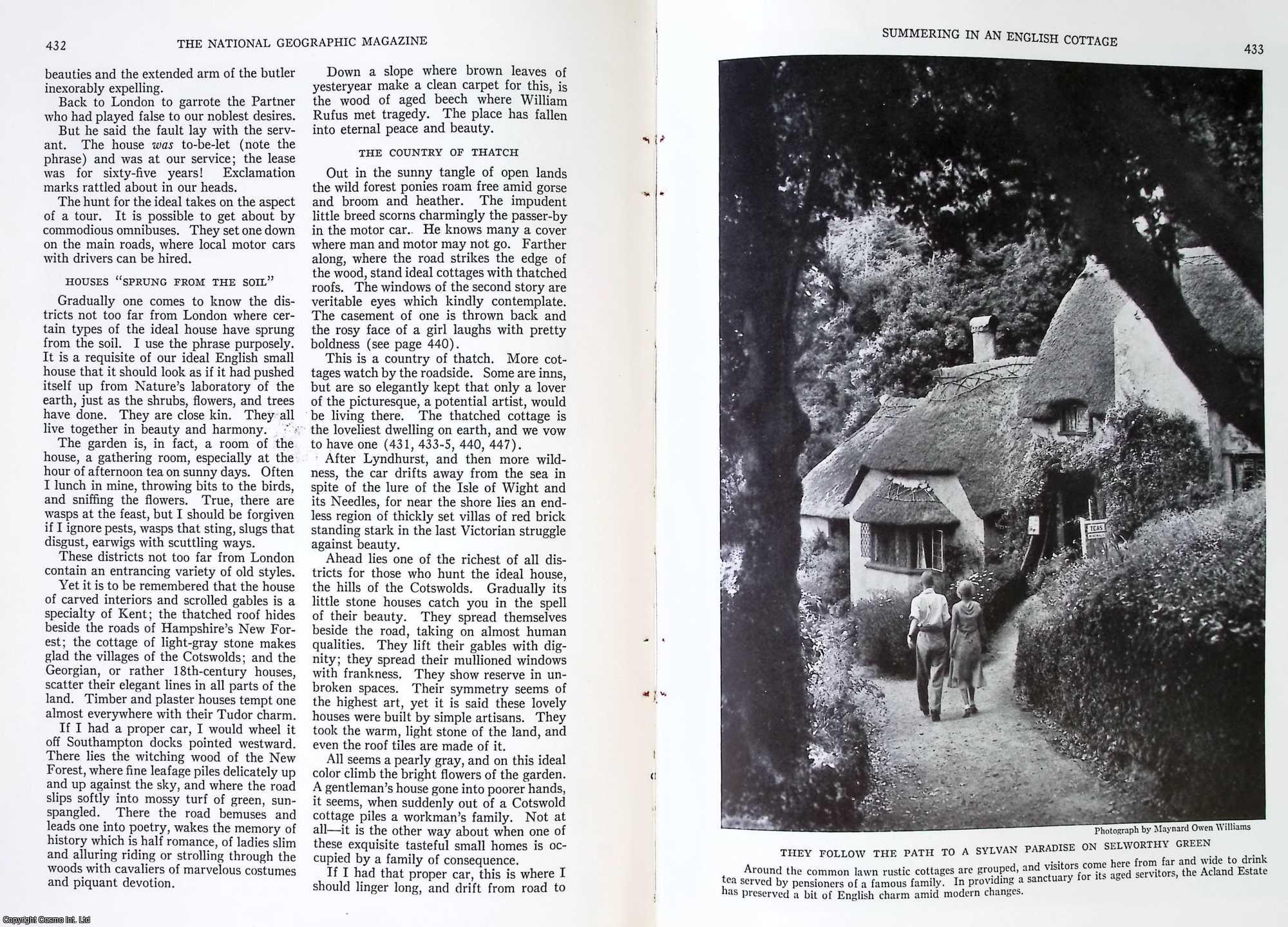 Helen Churchill Candee - Summering in an English Cottage : Quiet & Loveliness Invite Contemplation in the Extra Room, in the Garden of the Thatched House. An original article from the National Geographic Magazine, 1935.