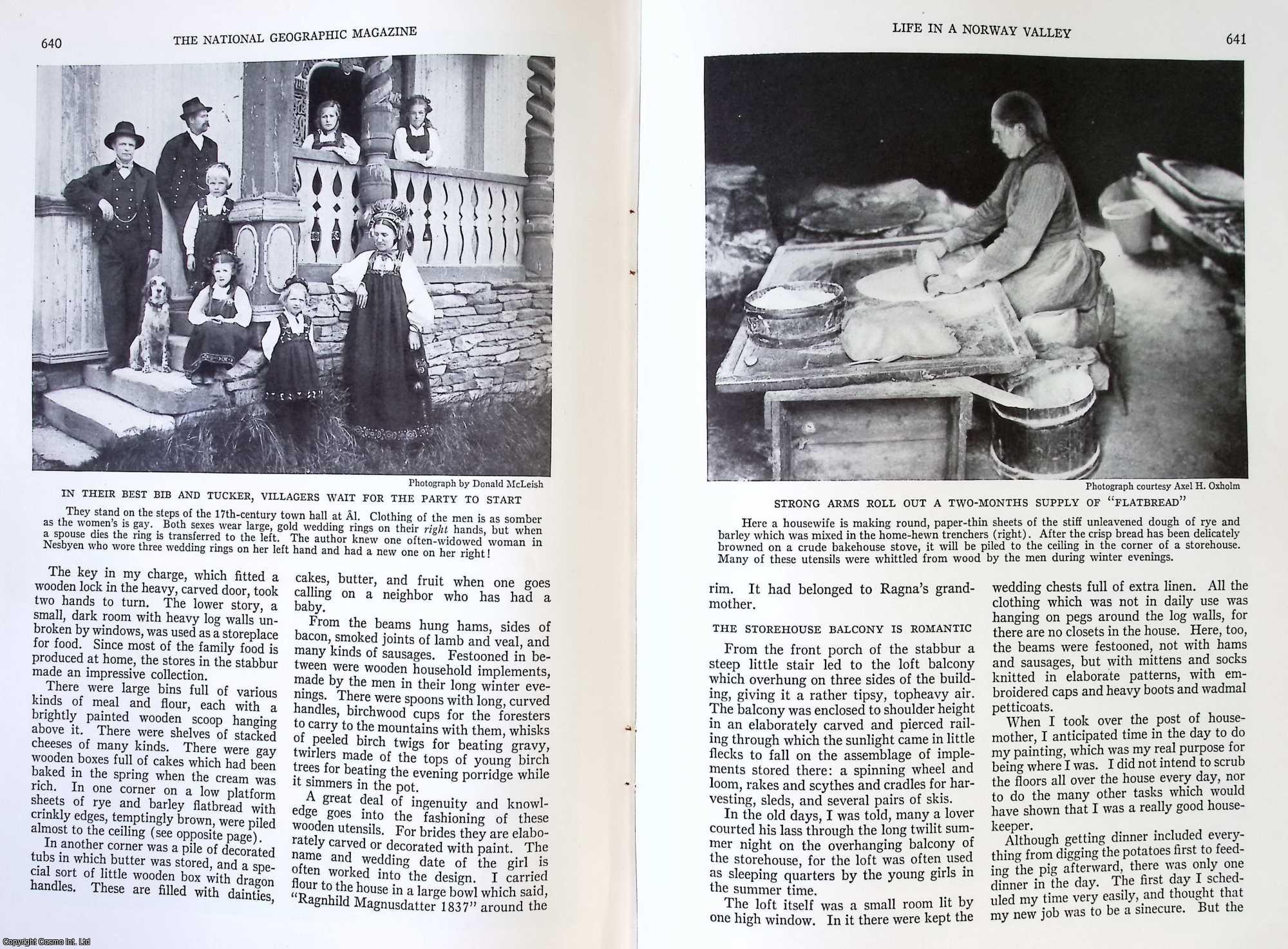 HALLINGDAL VALLEY, NORWAY - Life in a Norway Valley, Hallingdal : An American Girl is Welcomed into the Homemaking and Haying of Happy Hallingdal. By Abbie L. Bosworth. An original article from the National Geographic Magazine, 1935.