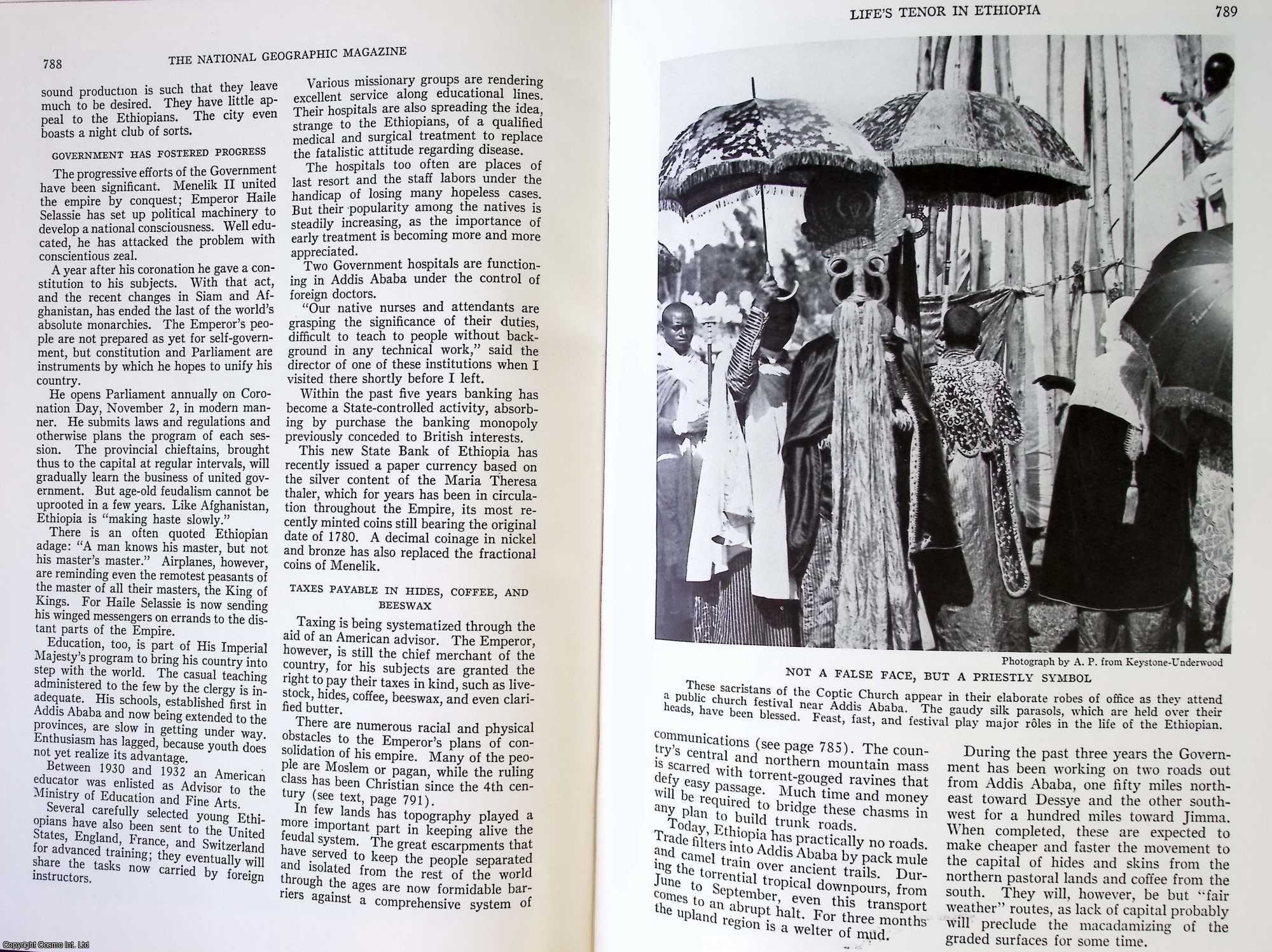 ETHIOPIA, AFRICA - Life's Tenor in Ethiopa : Africa's Land of Early Christianity now Yields Minerals for Modern Industry. By James Loder Park. An original article from the National Geographic Magazine, 1935.