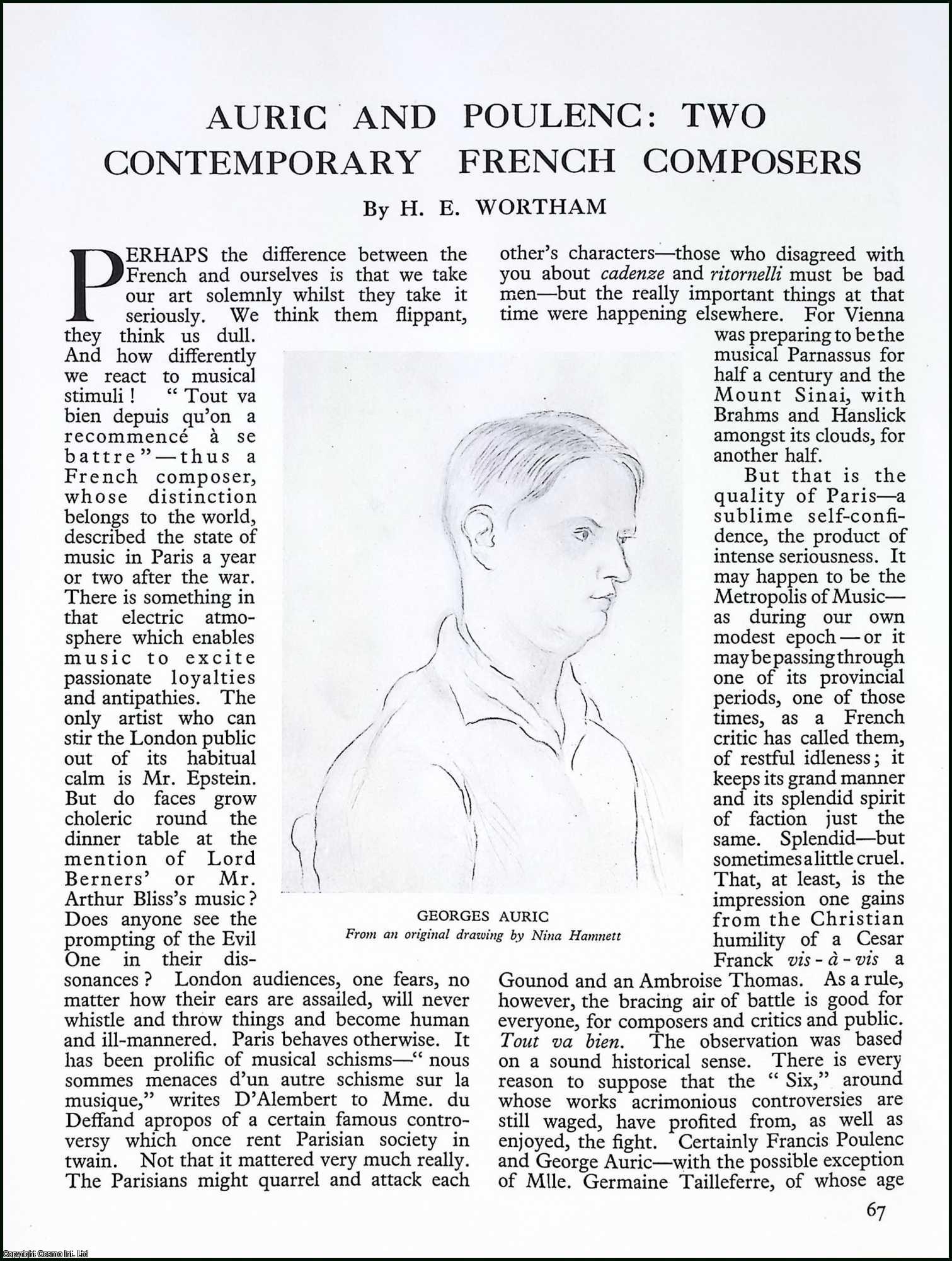 FRENCH COMPOSERS - Georges Auric & Francis Poulenc. By H.E. Wortham. An original article from Apollo, International Magazine of the Arts, 1926.