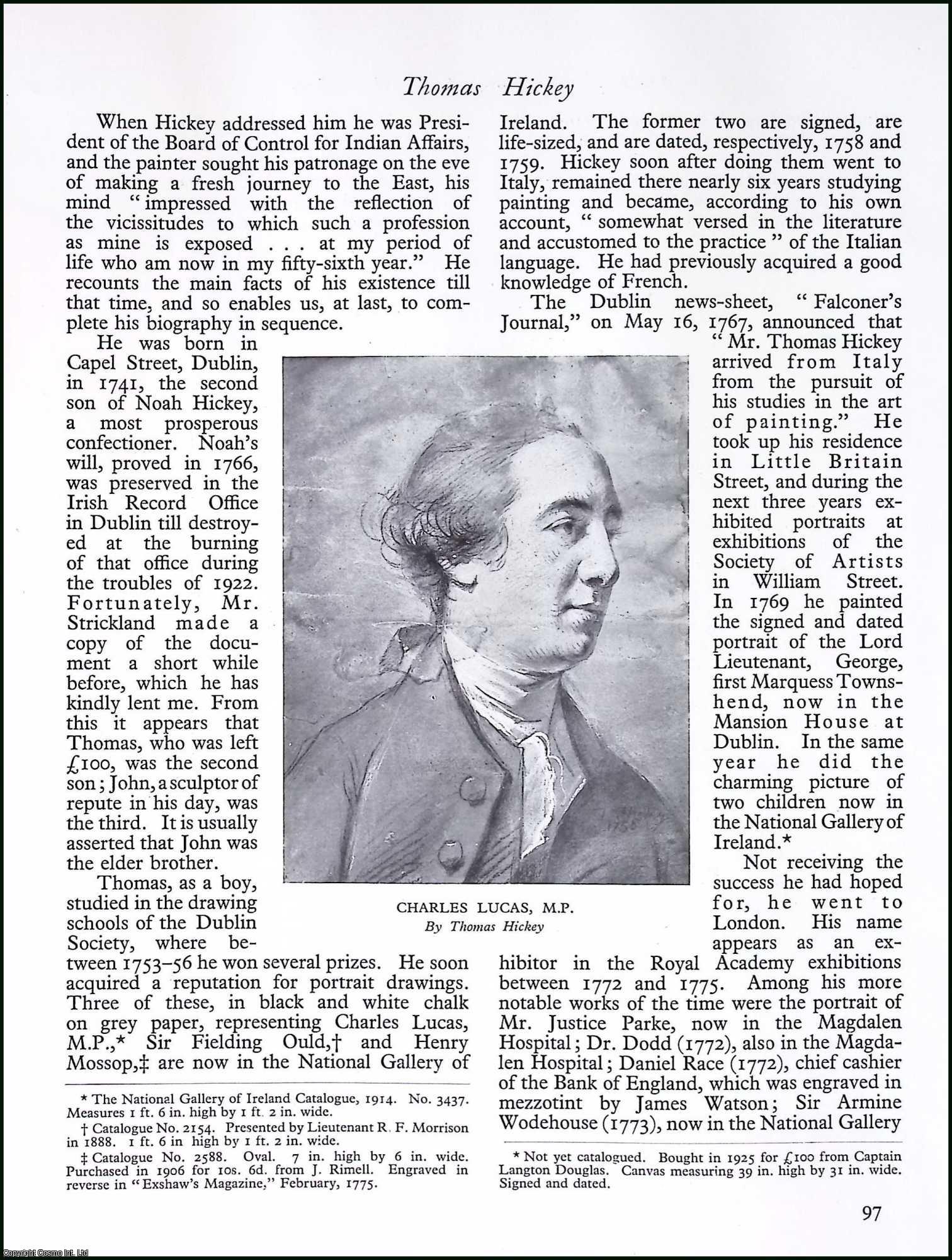 IRISH ARTIST - Thomas Hickey. By Thomas Bodkin. An original article from Apollo, International Magazine of the Arts, 1926.