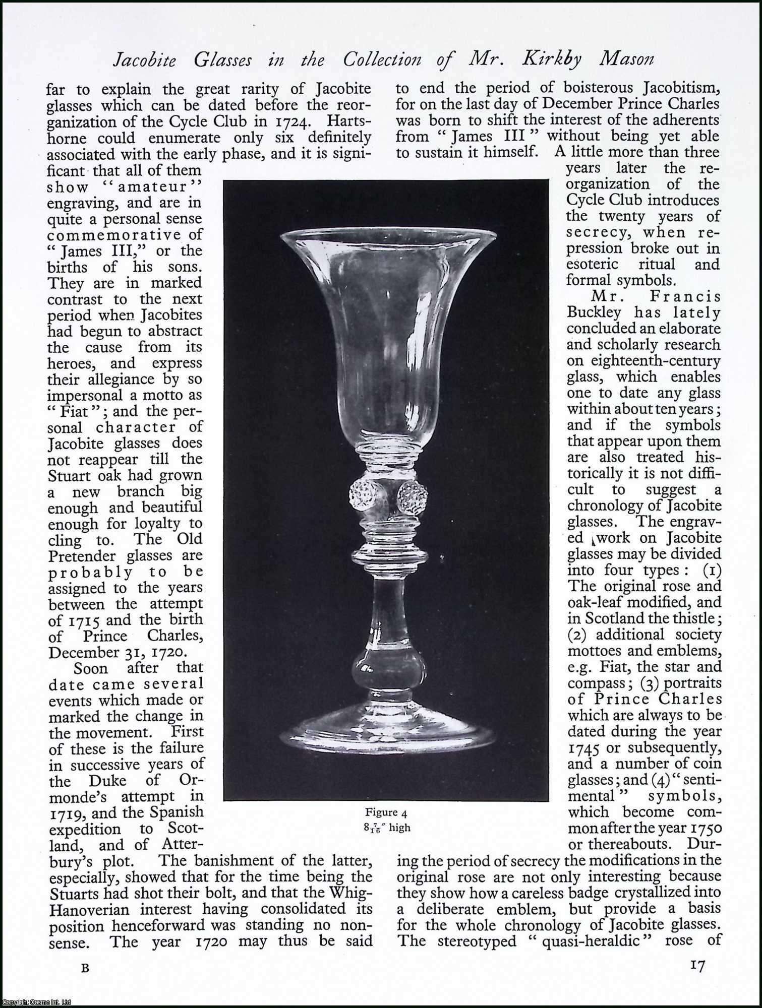 GLASSWARE - Jacobite Glasses in the Collection of Mr. Kirkby Mason. By W.A. Thorpe. An original article from Apollo, International Magazine of the Arts, 1926.