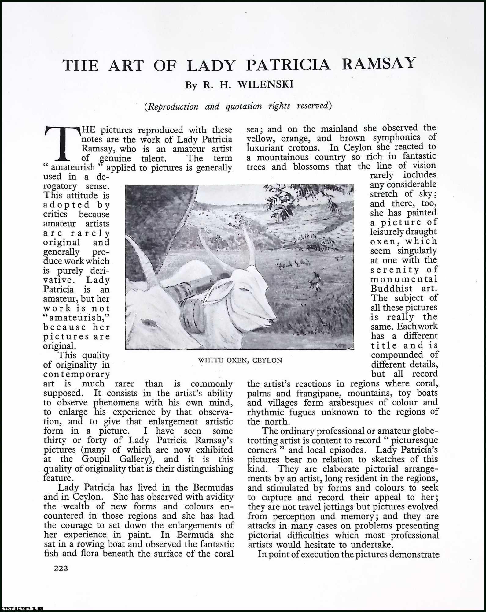 VISUAL ARTIST - The Art of Lady Patricia Ramsay. By R.H. Wilenski. An original article from Apollo, International Magazine of the Arts, 1928.