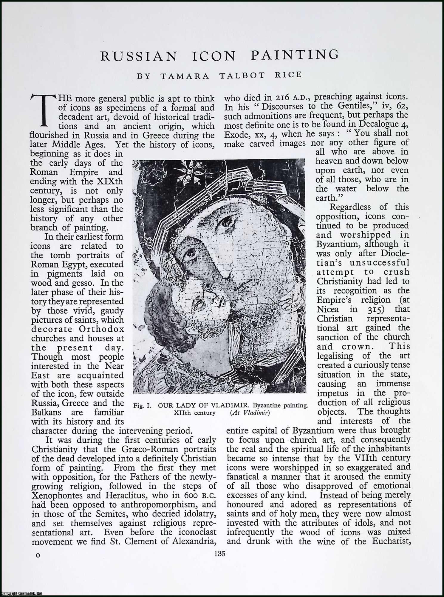 RUSSIAN ART - Russian Icon Painting : Lady Tenderness & Lady of Vladimir. An original article from Apollo, International Magazine of the Arts, 1936.
