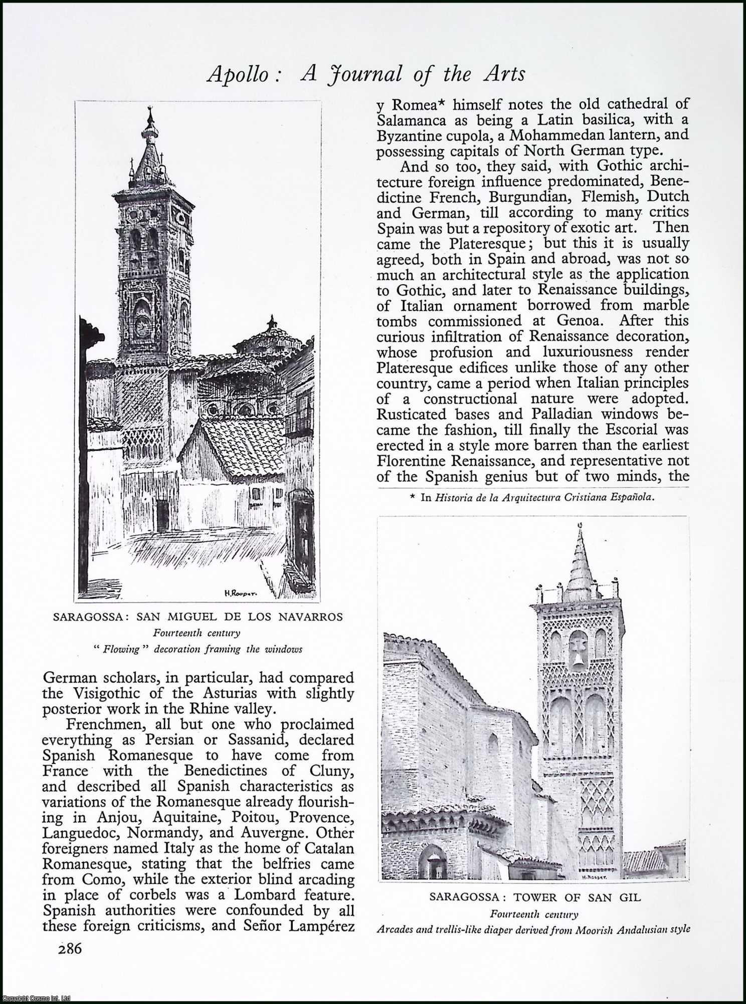 MUDEJAR ARCHITECTURE OF ARAGON - Spanish Architecture : The Mudejar Towers of Aragon. By Bernard Bevan. An original article from Apollo, International Magazine of the Arts, 1929.