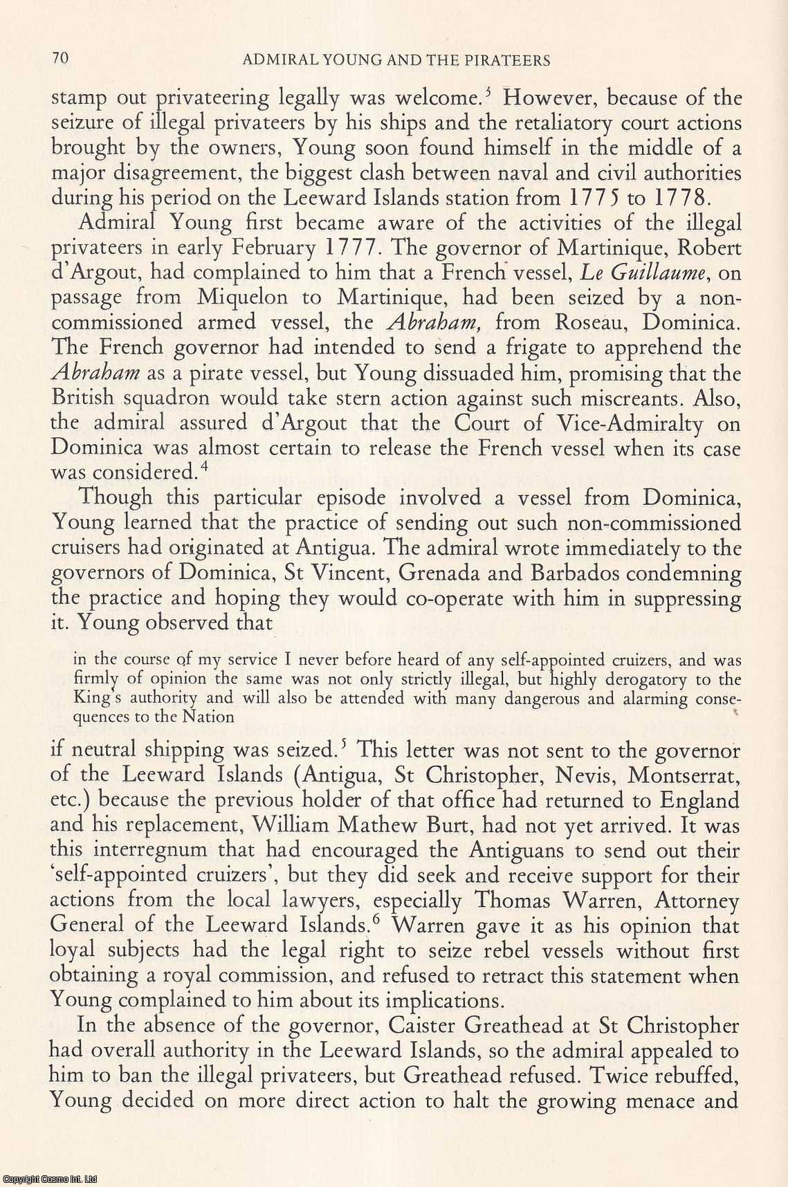 A. G. Jamieson - Admiral James Young and The Pirateers, 1777. An original article from the Mariner's Mirror, 1979.