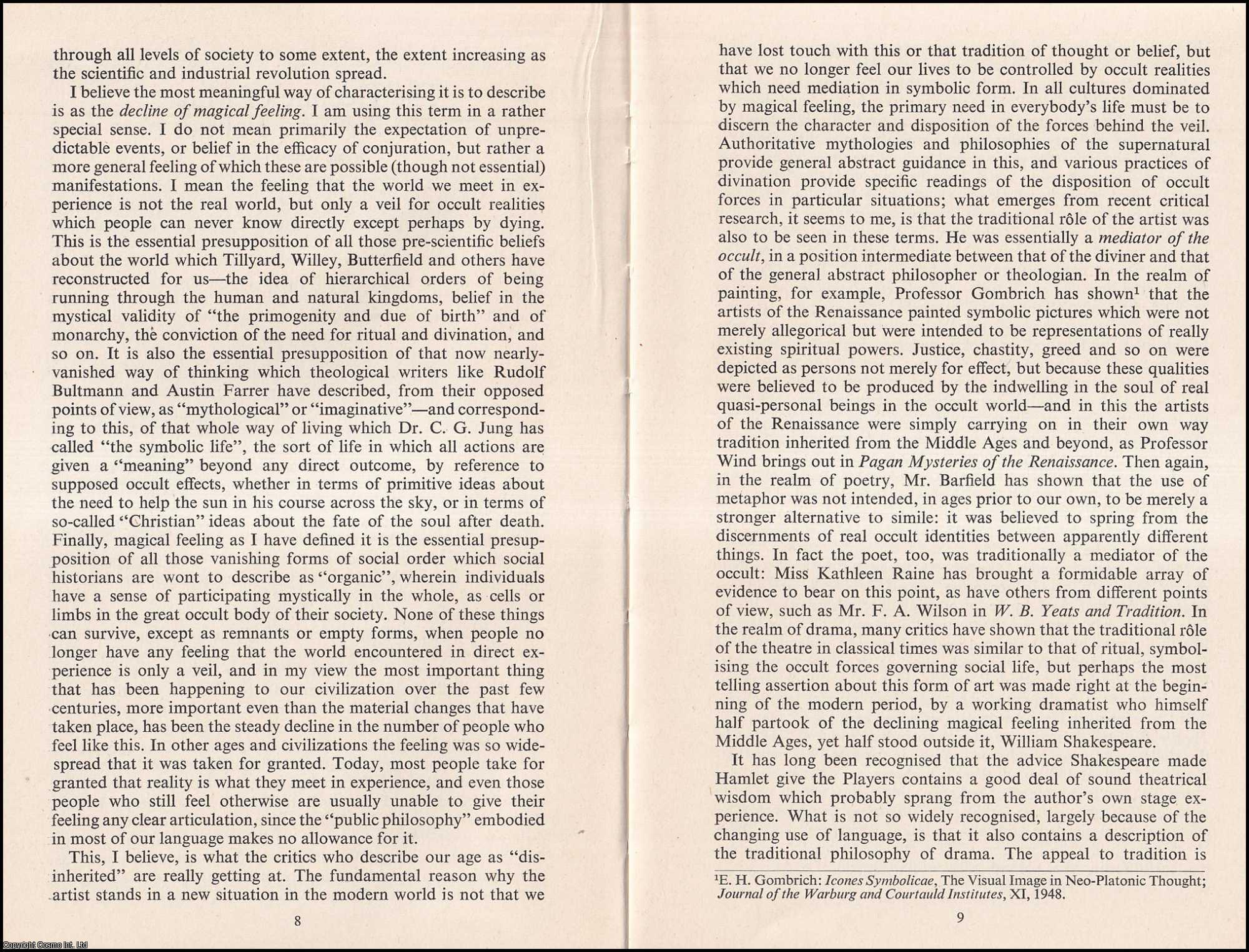 John Wren Lewis - The Decline of Magic in Art and Politics. An original article from Critical Quarterly, 1960.