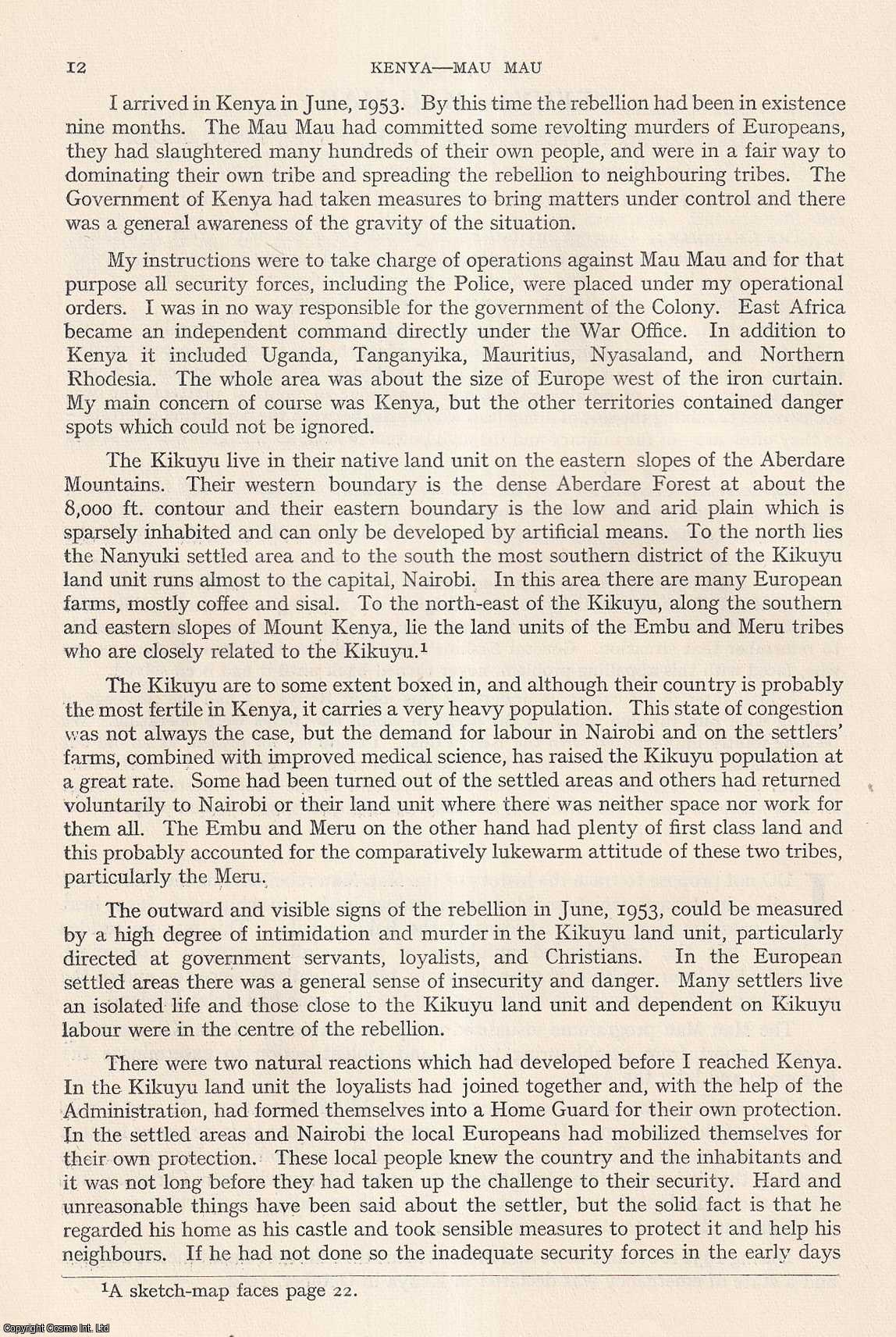 George Erskine - Kenya - Mau Mau. An original article from Journal of The Royal United Service Institution, 1956.