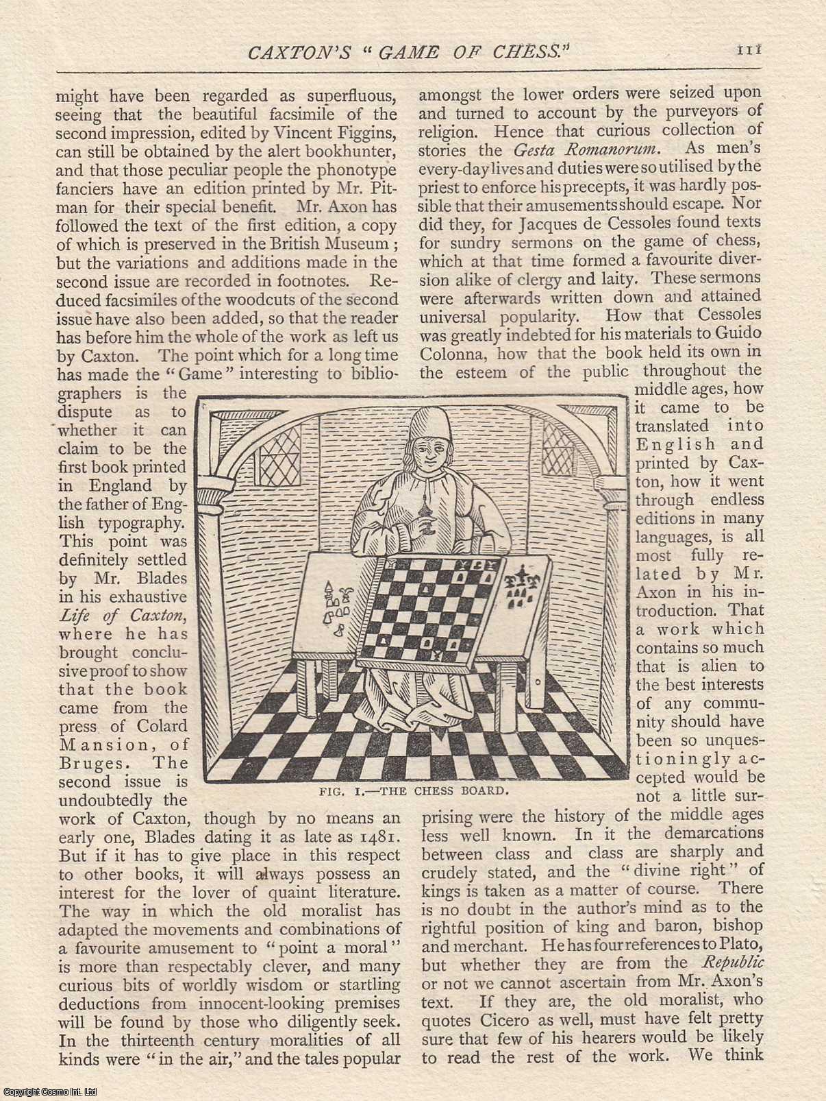 William E. A. Axon - Caxton's Game of Chess. An original article from The Antiquary Magazine, 1883.