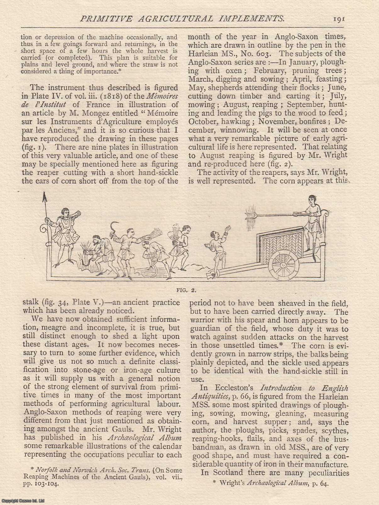 G. Laurence Gomme - Primitive Agricultural Implements Part I and II. A complete original article from The Antiquary Magazine, 1883.