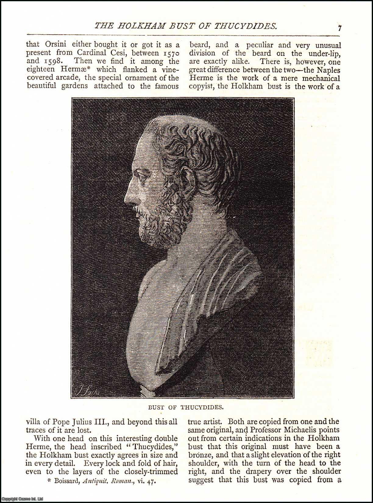 R. N. - The Holkham Bust of Thucydides. An original article from The Antiquary Magazine, 1882.