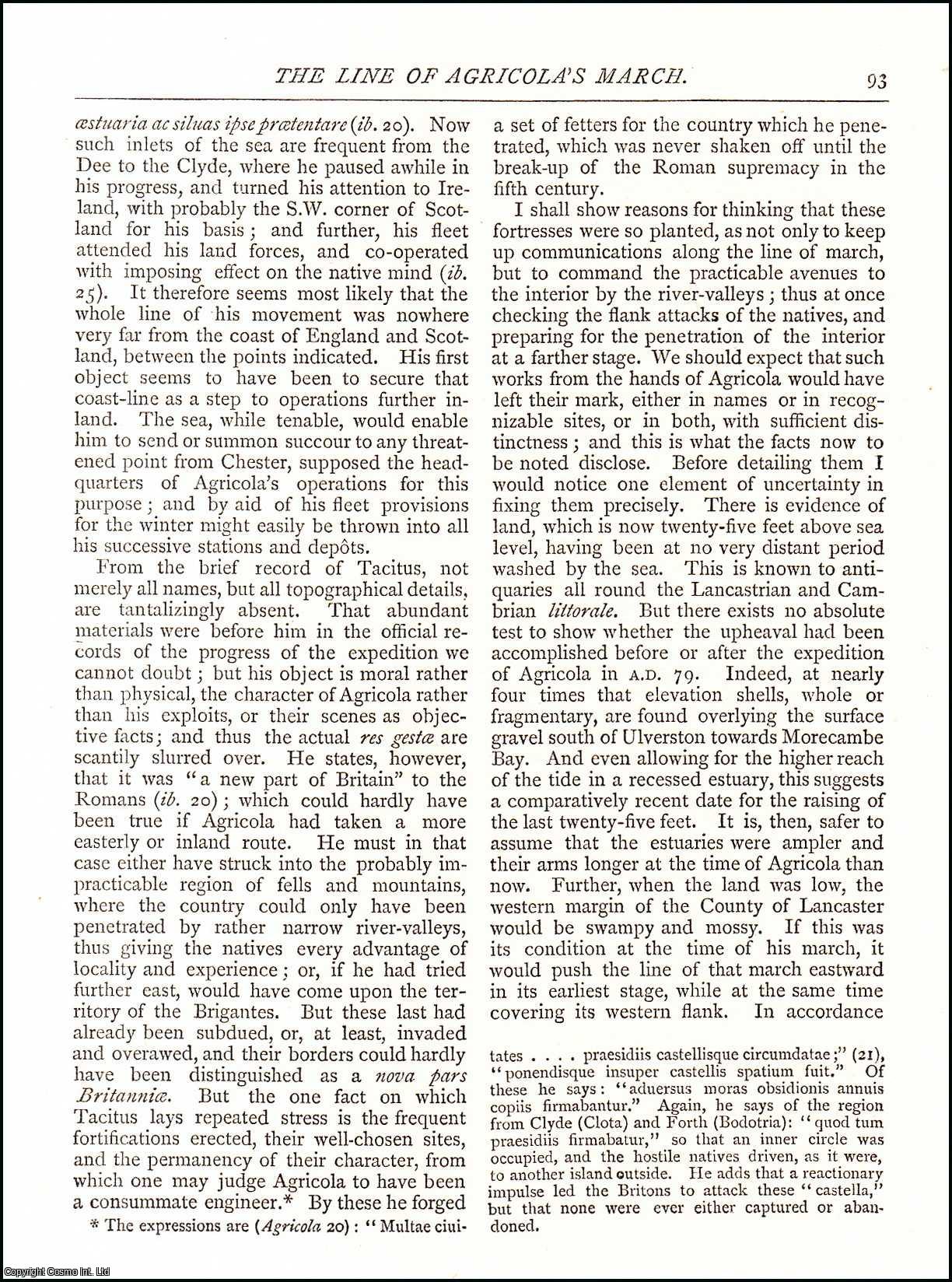 Henry Hayman - The Line of Agricola's March from The Dee to The Clyde. An original article from The Antiquary Magazine, 1882.