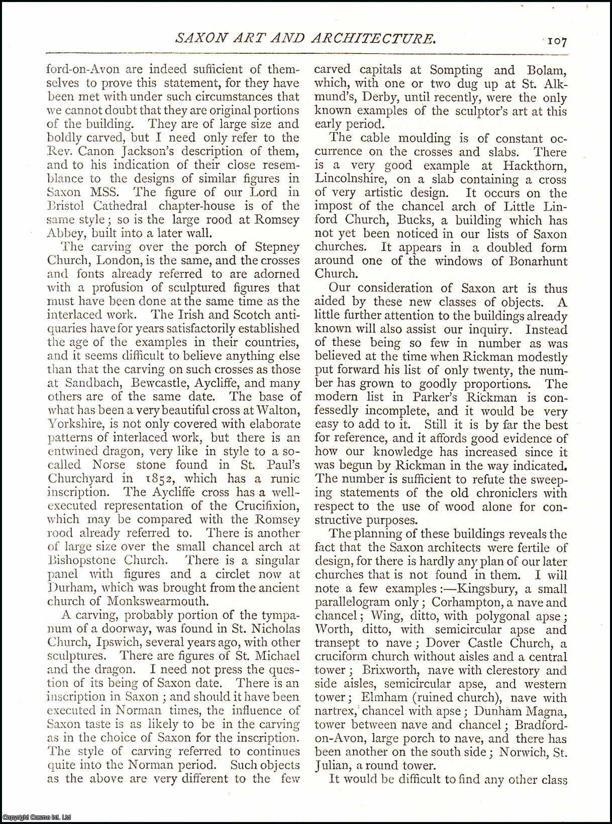 E. P. Loftus Brock - Saxon Art and Architecture. An original article from The Antiquary Magazine, 1881.