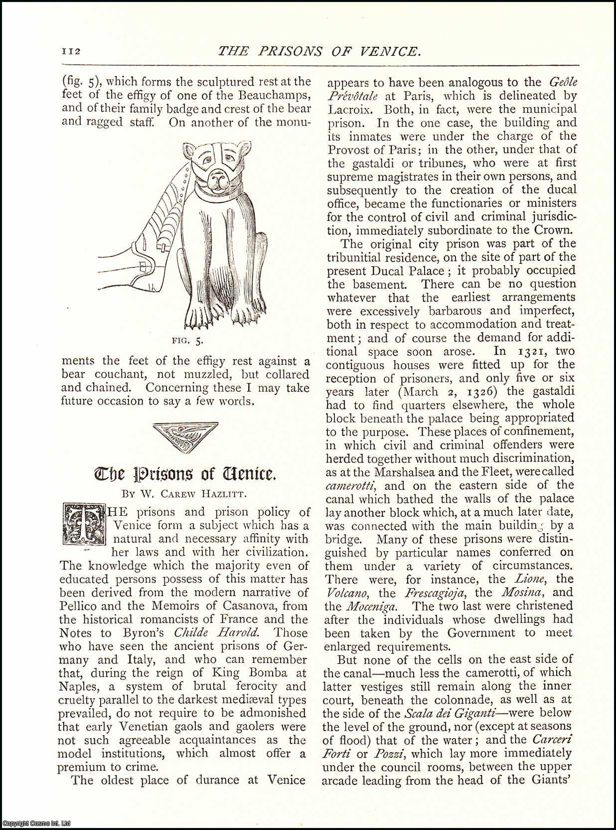 W. Carew Hazlitt - The Prisons of Venice. An original article from The Antiquary Magazine, 1884.