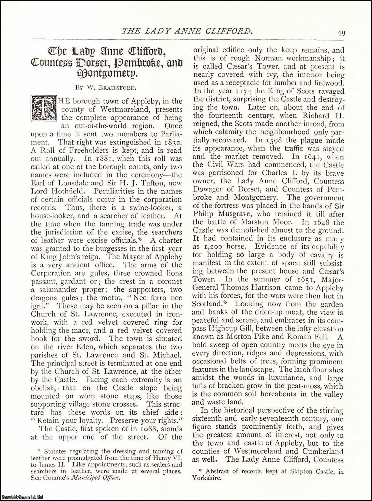 William Brailsford - The Lady Anne Clifford, Countess Dorset, Pembroke, and Montgomery. An original article from The Antiquary Magazine, 1884.