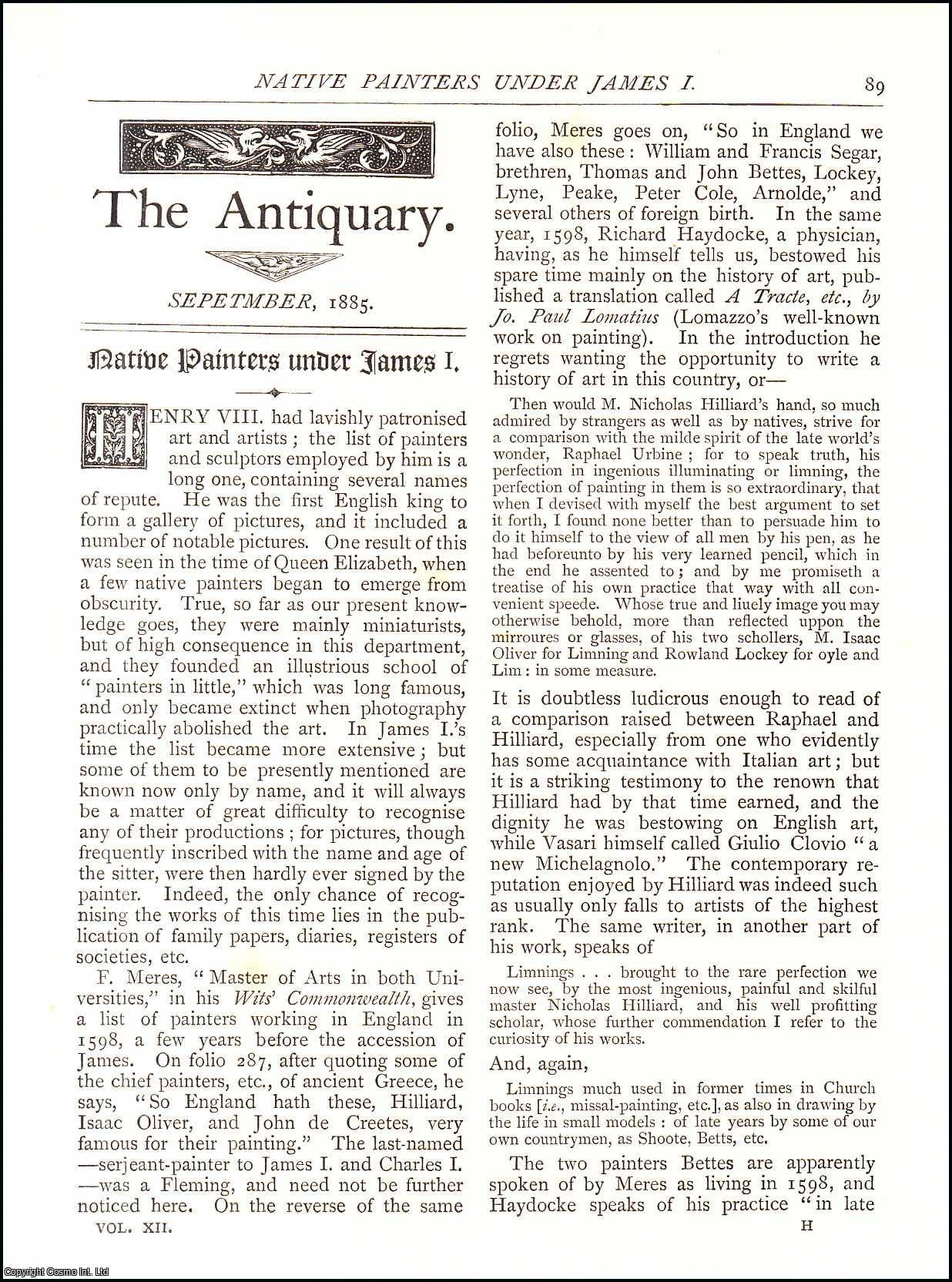 Alfred Beaver - Native Painters under James I. An original article from The Antiquary Magazine, 1885.