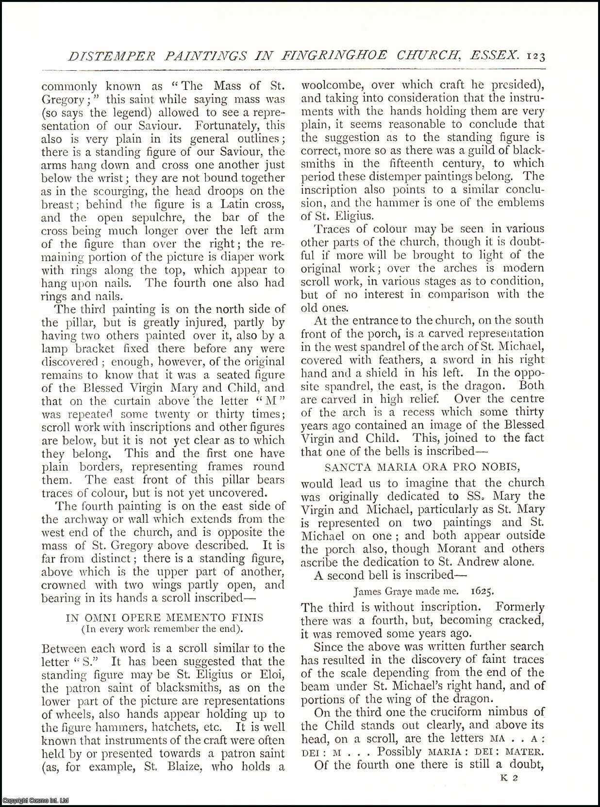 T. Forster - Distemper Paintings in Fingringhoe Church, Essex. An original article from The Antiquary Magazine, 1885.