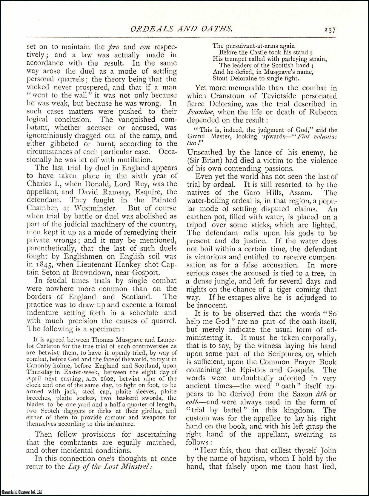 Douglas M. Ford - Ordeals and Oaths. An original article from The Antiquary Magazine, 1885.