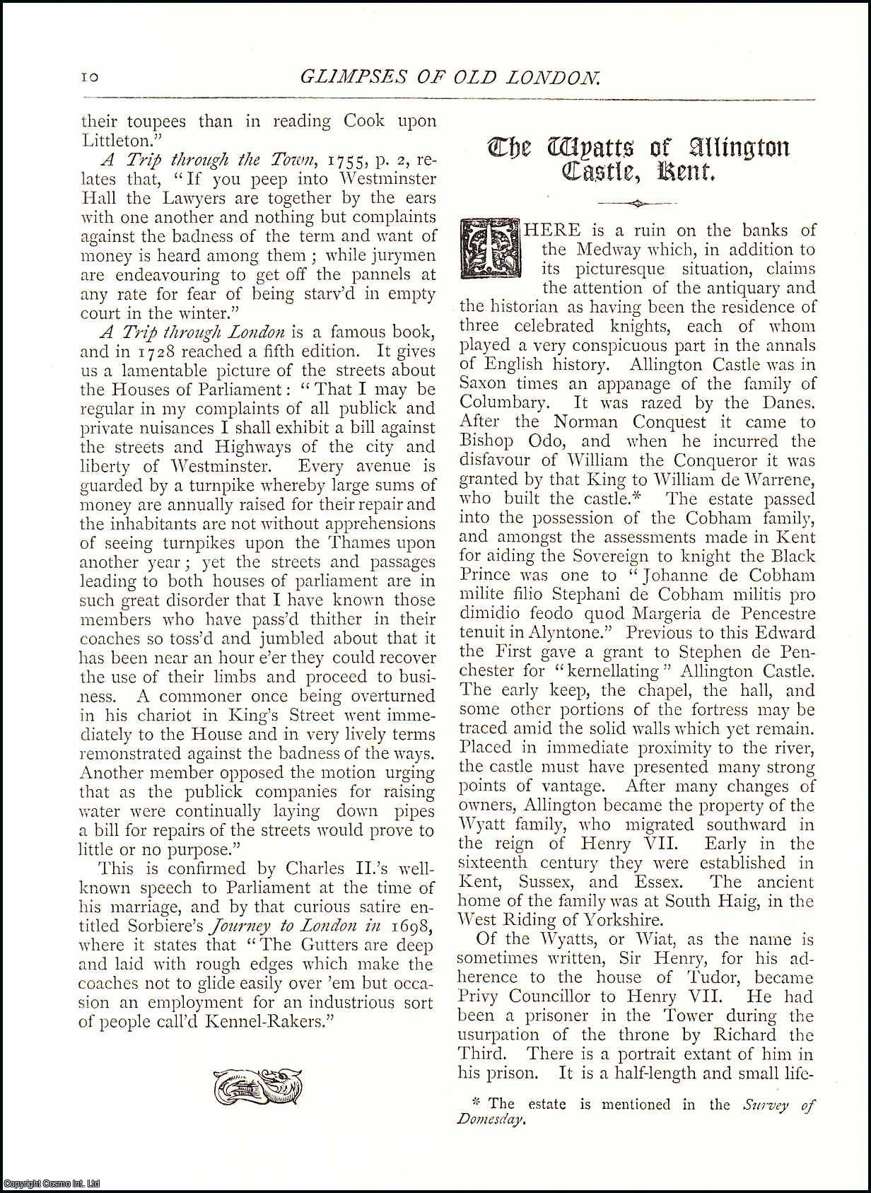 W. Brailsford - The Wyatts of Allington Castle, Kent. An original article from The Antiquary Magazine, 1886.