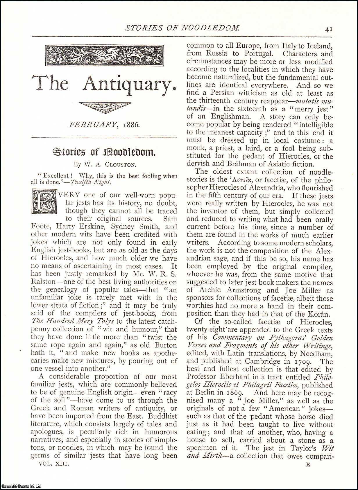 W. A. Clouston - Stories of Noodledom. An original article from The Antiquary Magazine, 1886.