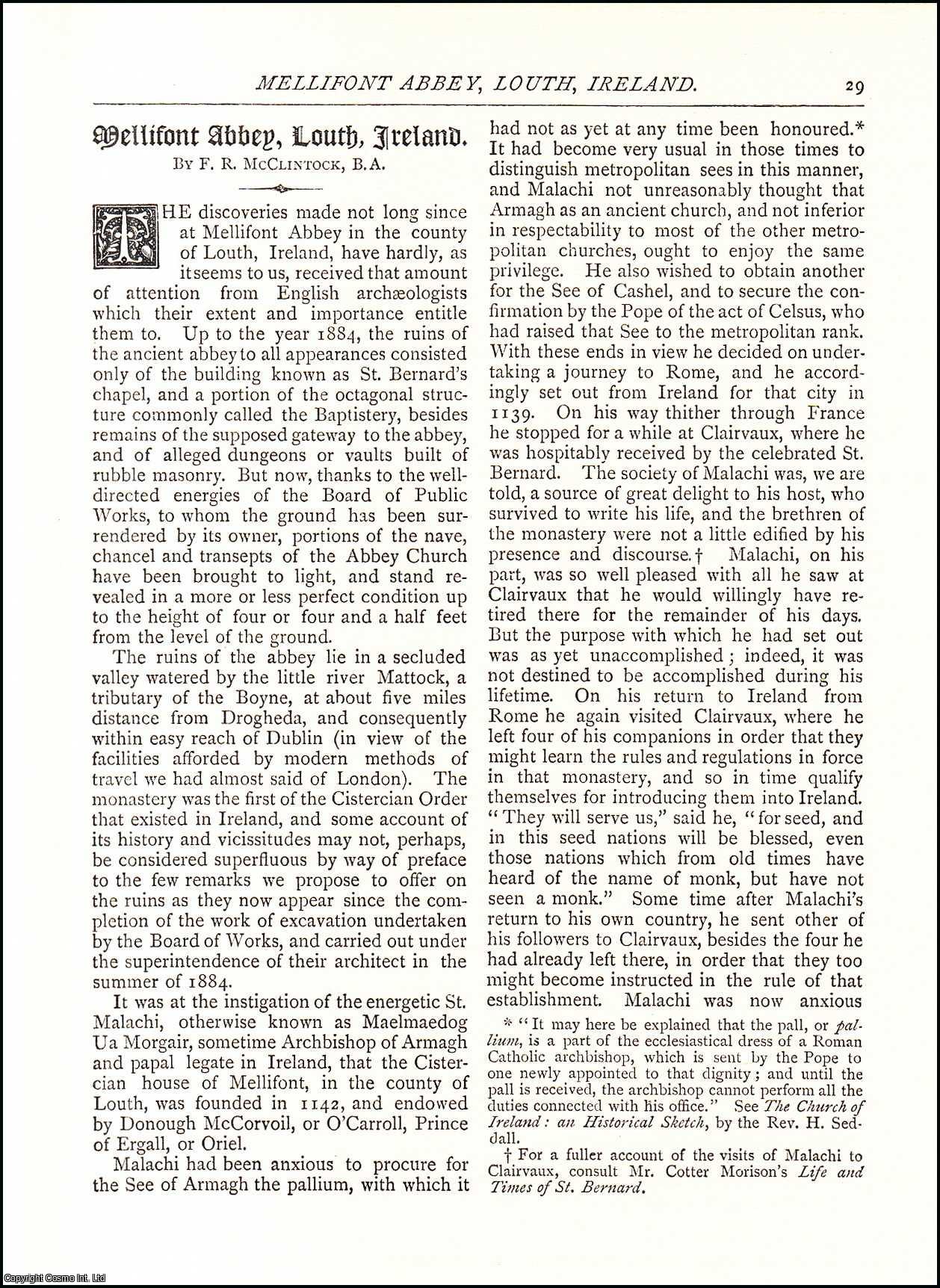 F. R. McClintock - Mellifont Abbey, Louth, Ireland. An original article from The Antiquary Magazine, 1887.