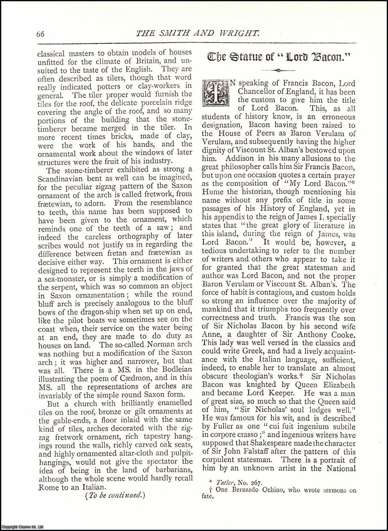 William Brailsford - The Statue of Lord Bacon. An original article from The Antiquary Magazine, 1887.