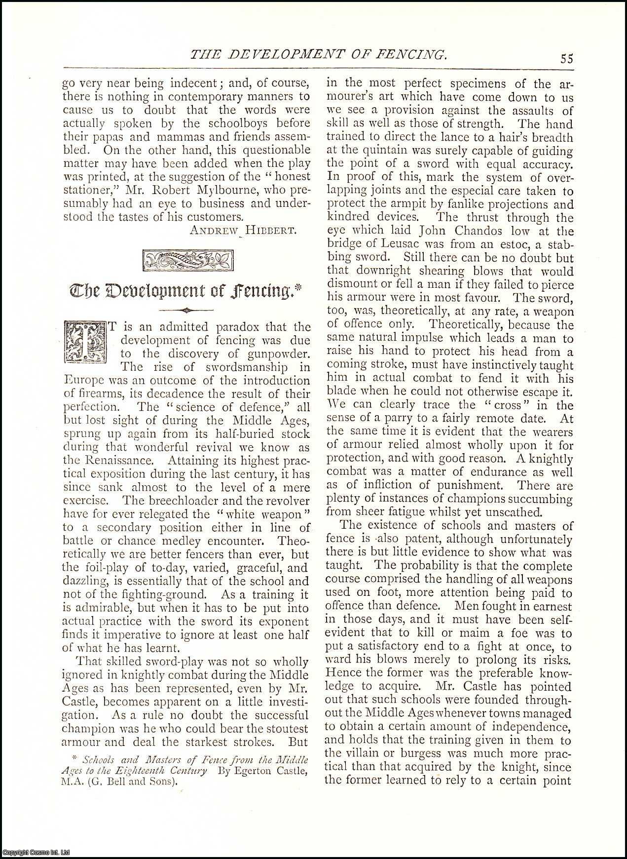 Monte - The Development of Fencing. An original article from The Antiquary Magazine, 1887.