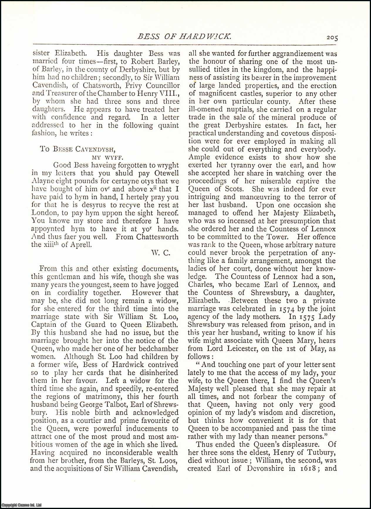 William Brailsford - Bess of Hardwick. An original article from The Antiquary Magazine, 1887.
