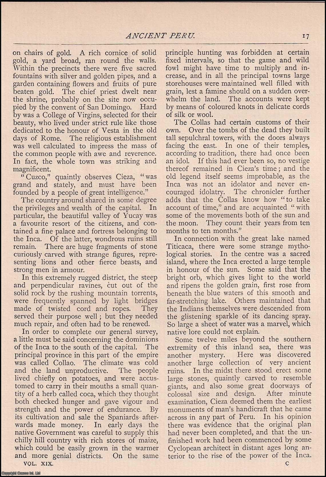 R. S. Mylne - Ancient Peru Part I and II. A complete original article from The Antiquary Magazine, 1889.