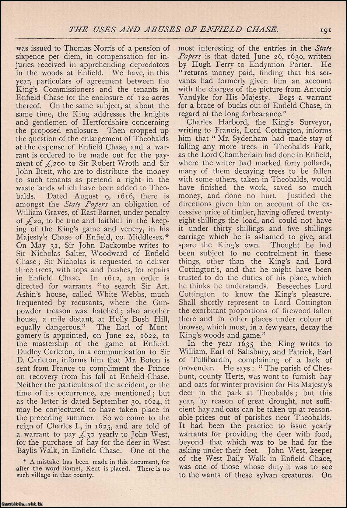 William Brailsford - The Uses and Abuses of Enfield Chase. An original article from The Antiquary Magazine, 1889.