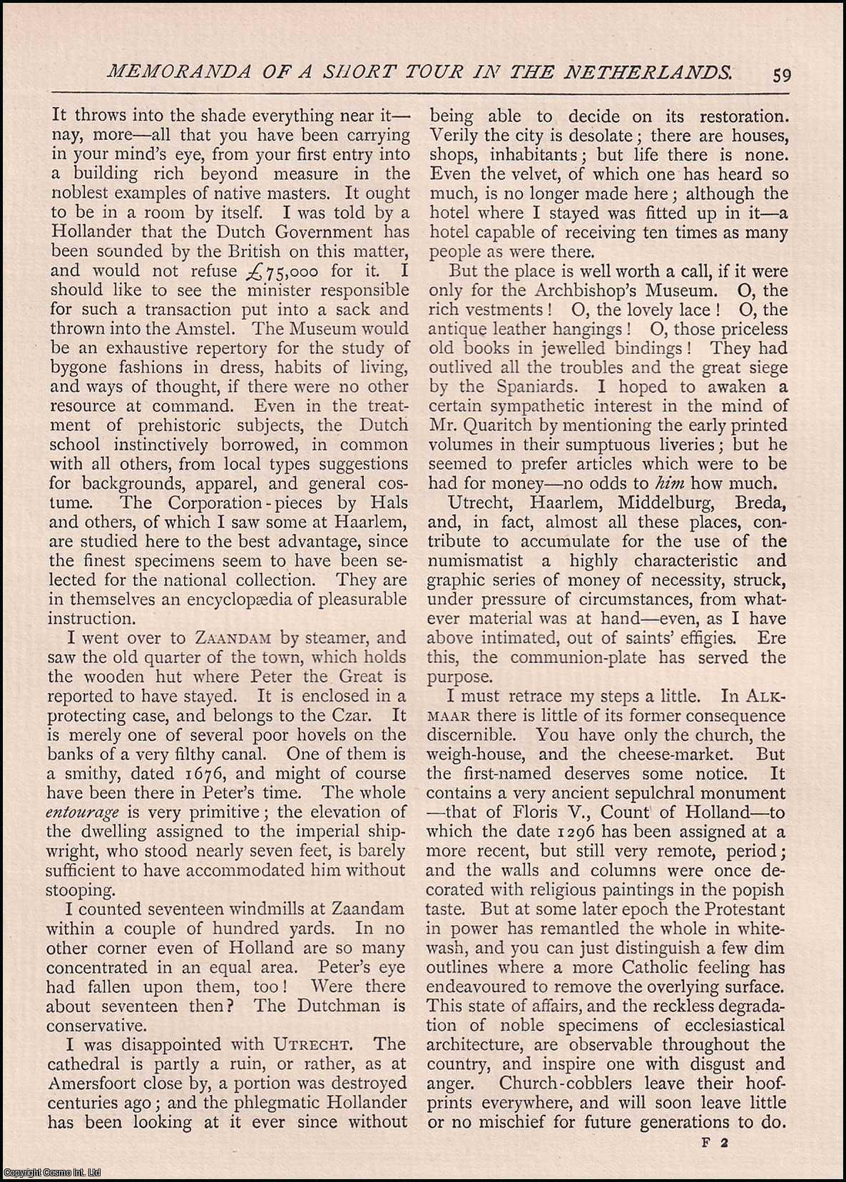 W. Carew Hazlitt - Memoranda of a Short Tour in The Netherlands During September, 1889. An original article from The Antiquary Magazine, 1890.