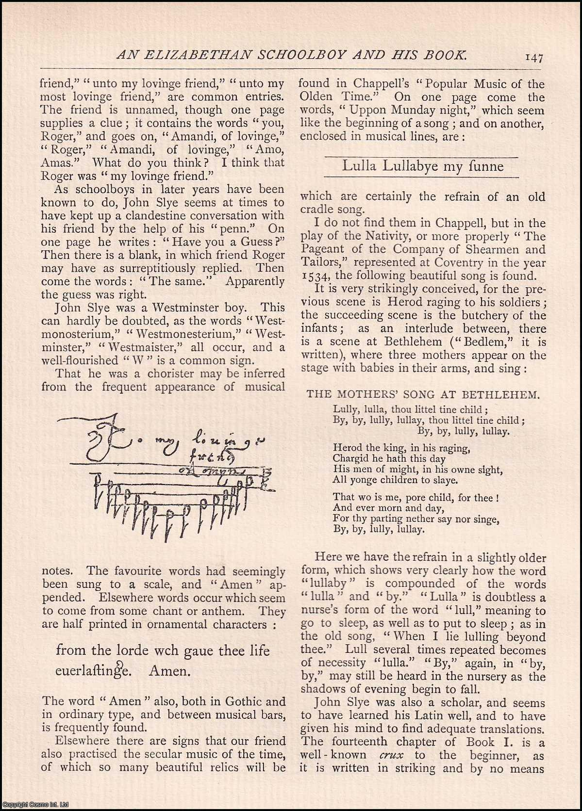 A. M. Bell - An Elizabethan Schoolboy and his Book. An original article from The Antiquary Magazine, 1894.