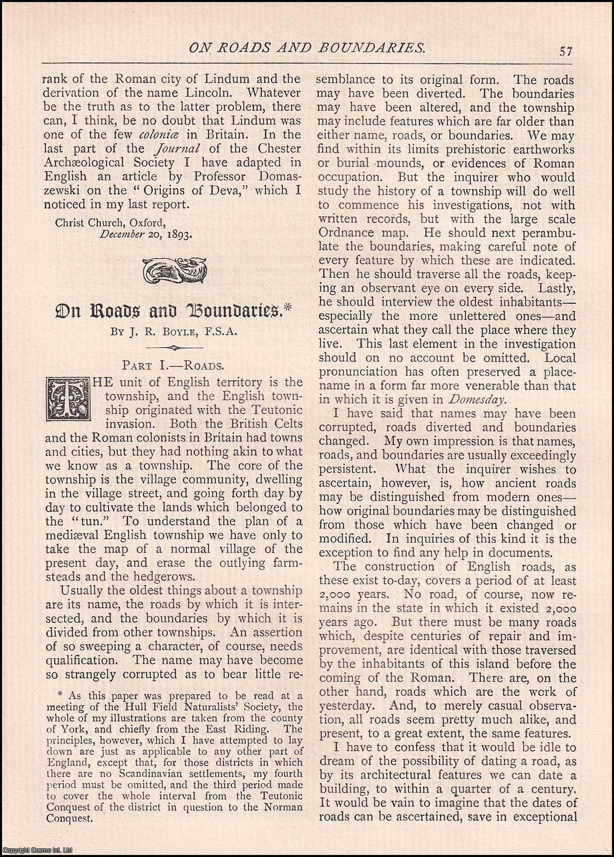 J. R. Boyle - Roads and Boundaries. An original article from The Antiquary Magazine, 1894.